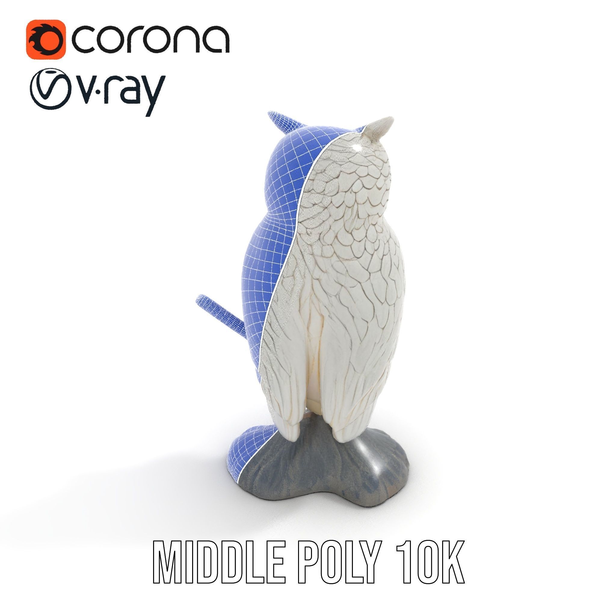 Snowy Owl Sculpture Model Pack Low-poly 3D model_16