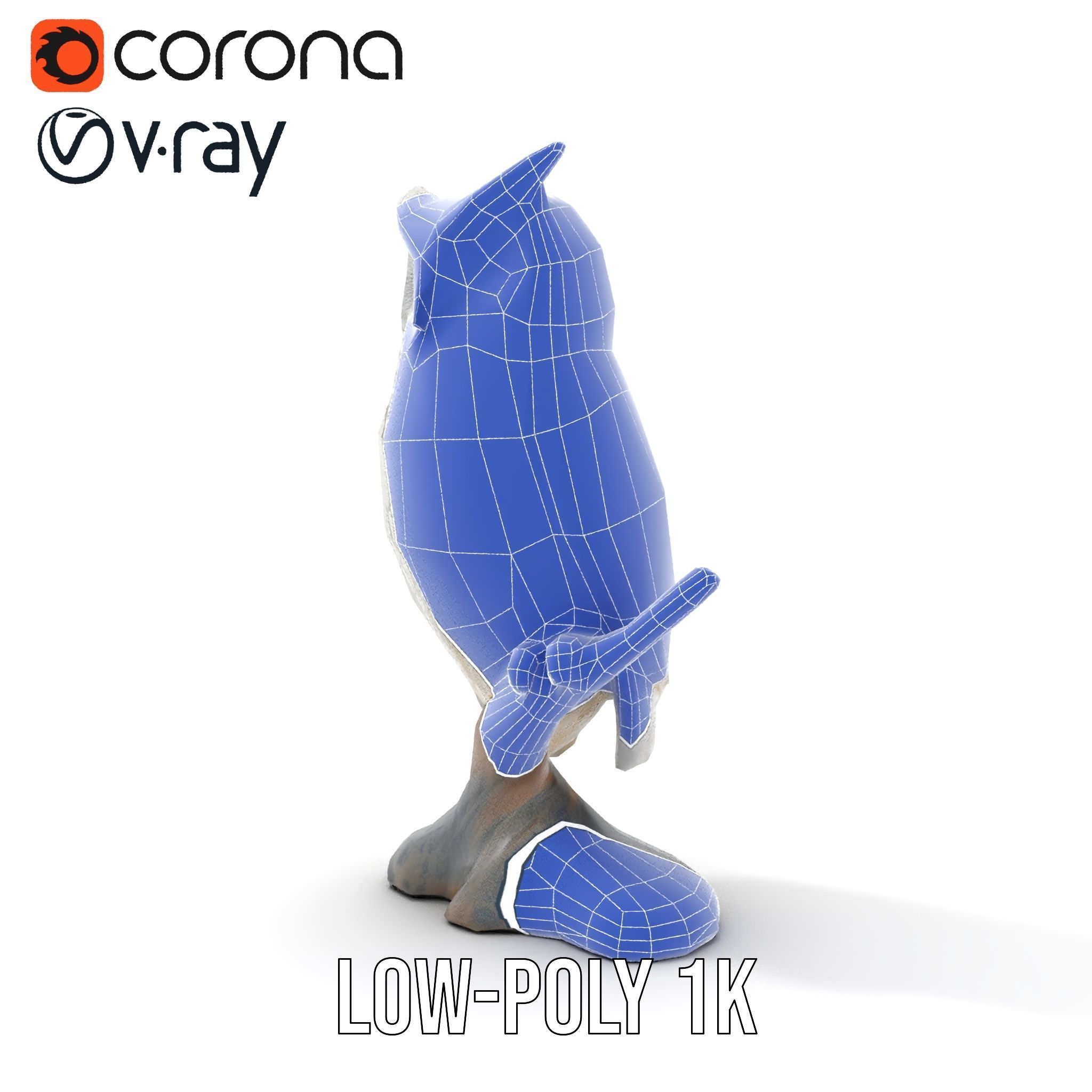 Snowy Owl Sculpture Model Pack Low-poly 3D model_28