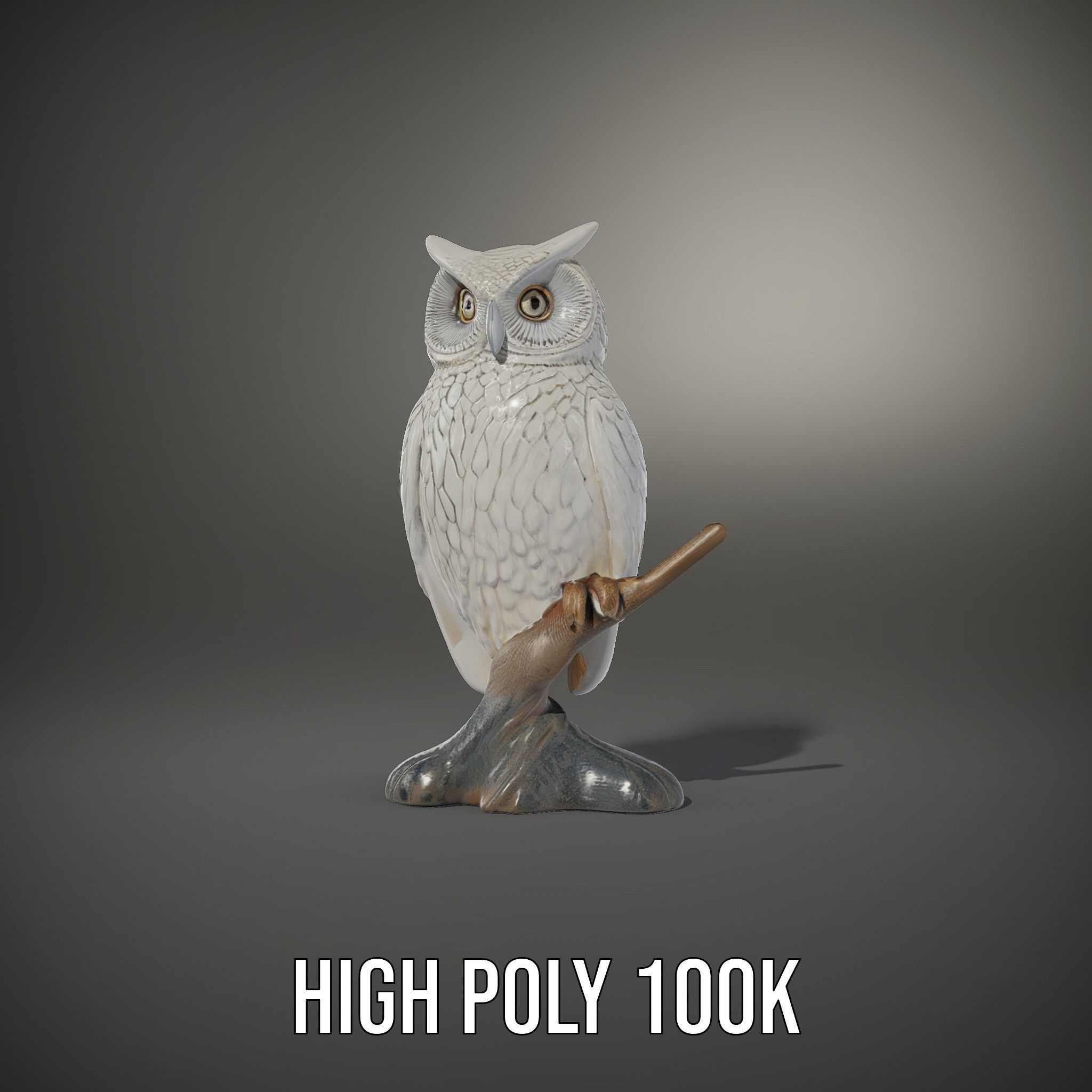 Snowy Owl Sculpture Model Pack Low-poly 3D model_10