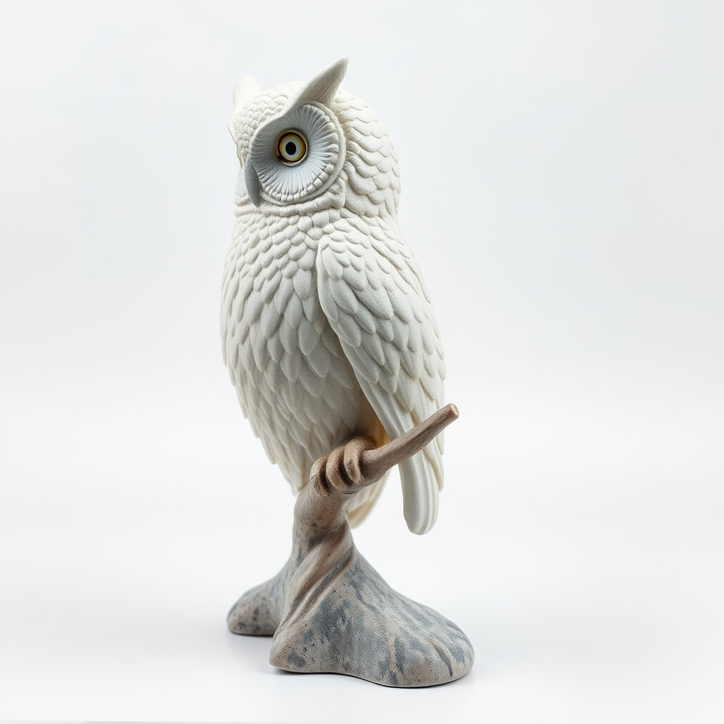 Snowy Owl Sculpture Model Pack Low-poly 3D model_2