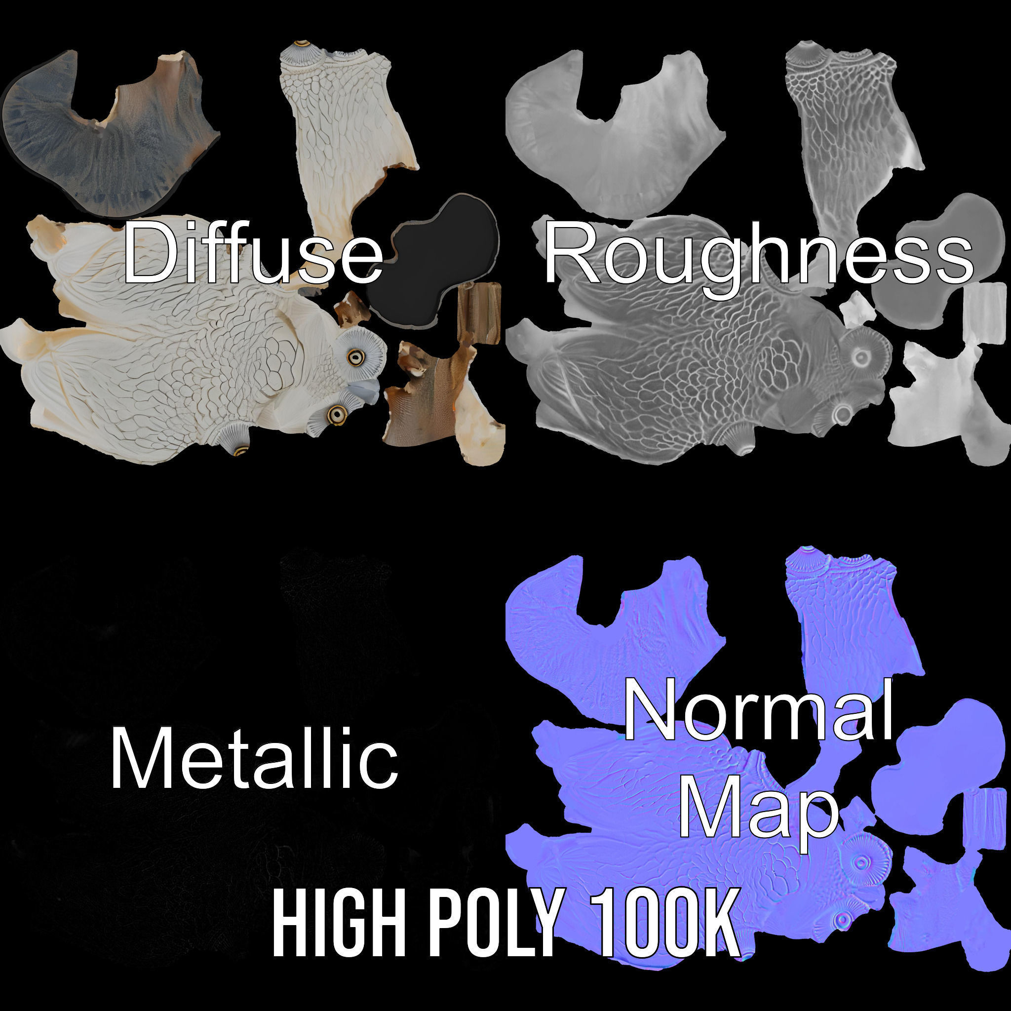 Snowy Owl Sculpture Model Pack Low-poly 3D model_3