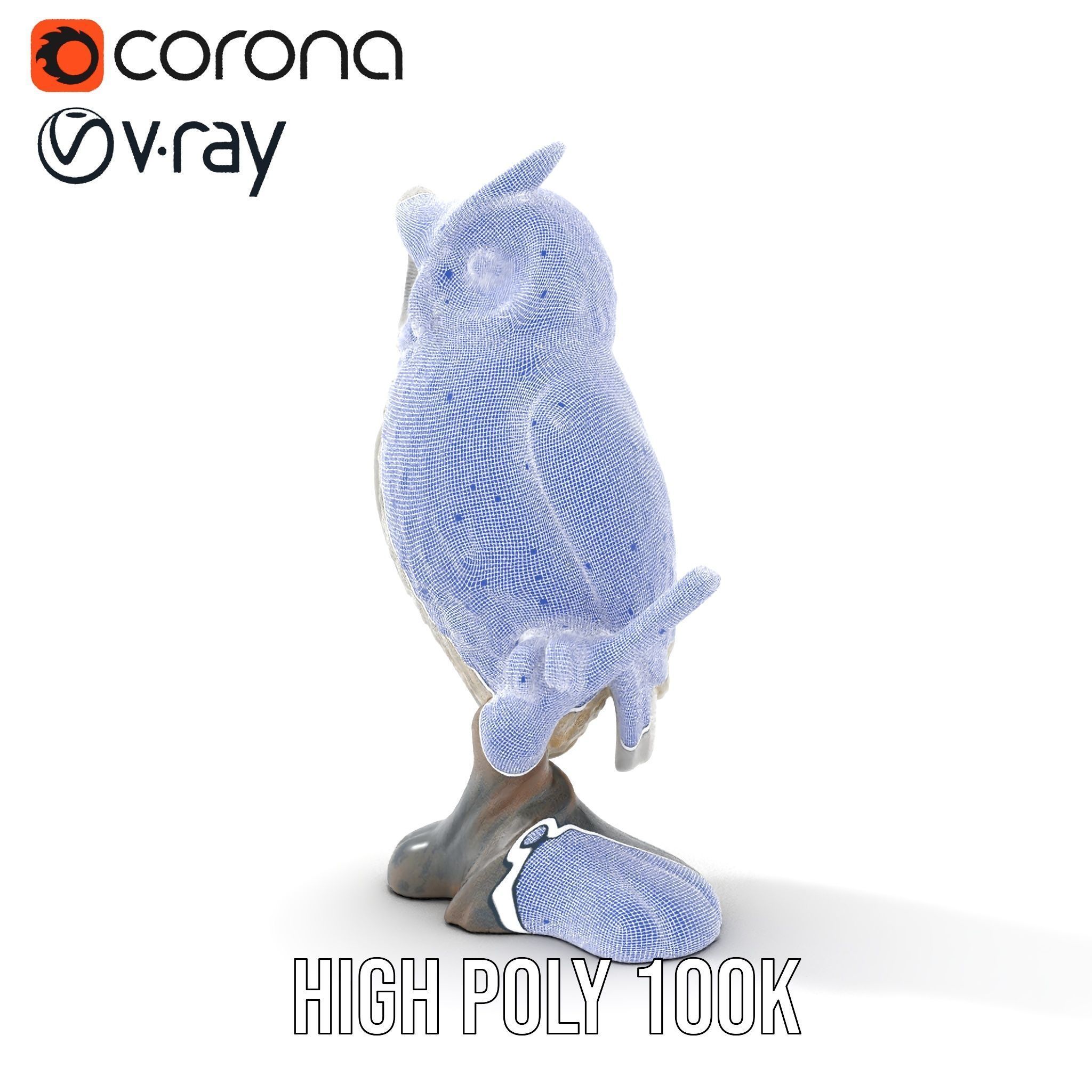 Snowy Owl Sculpture Model Pack Low-poly 3D model_34