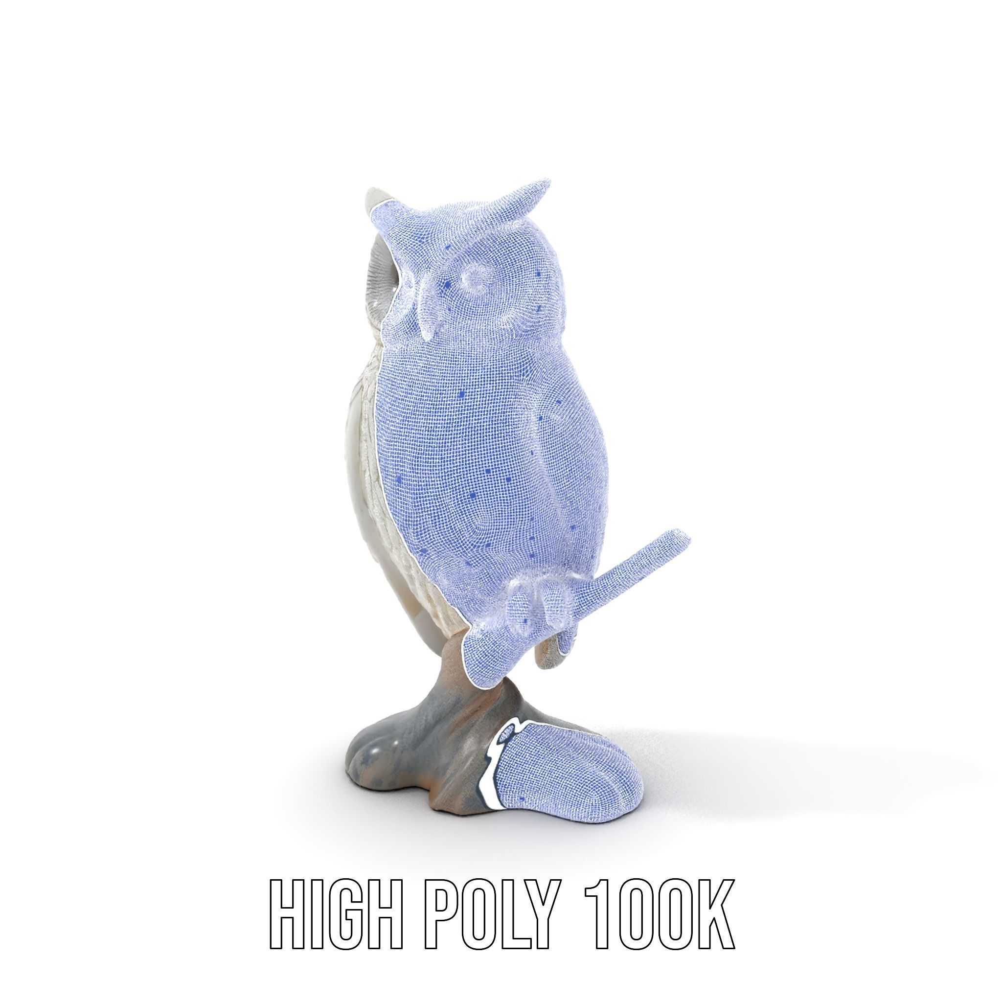 Snowy Owl Sculpture Model Pack Low-poly 3D model_4