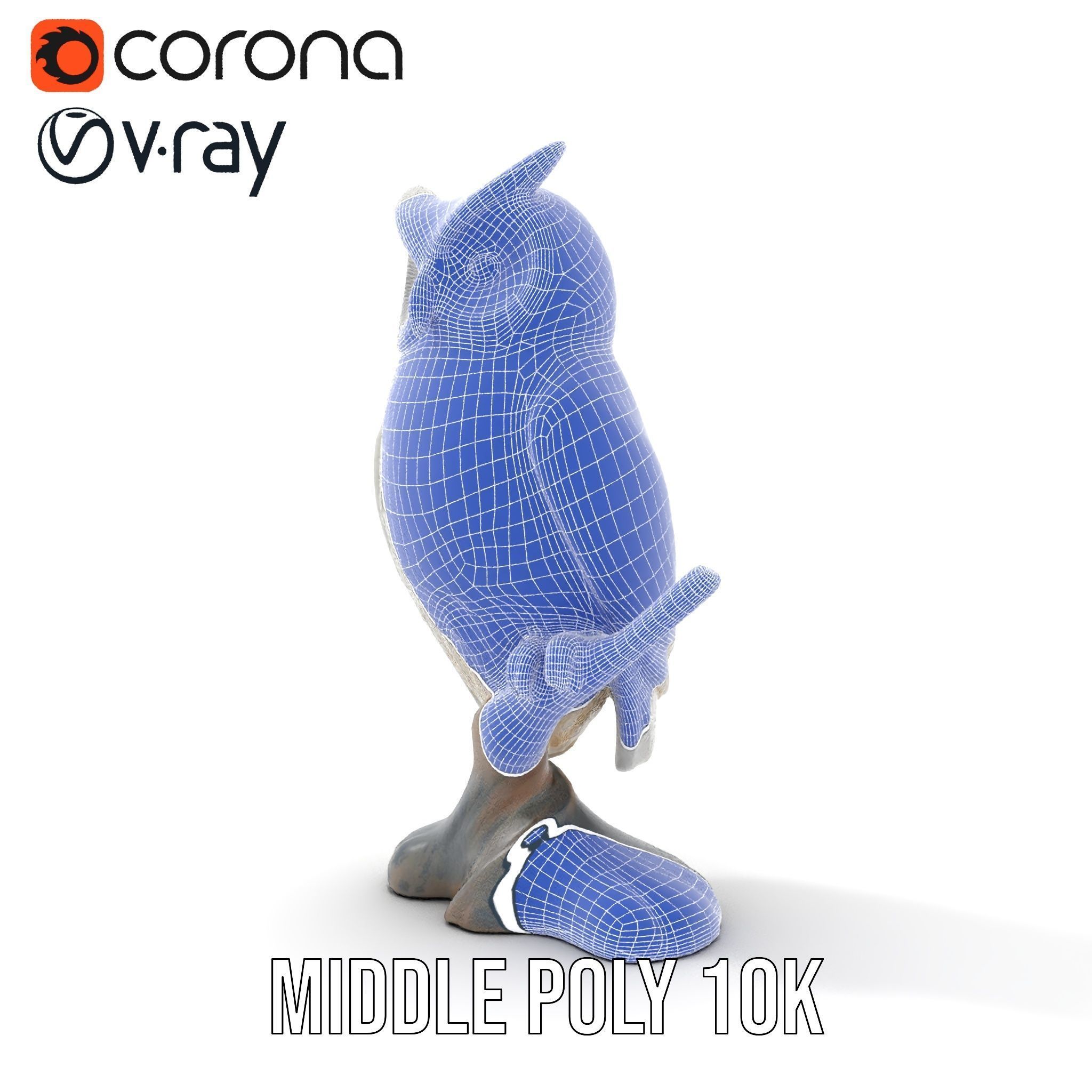 Snowy Owl Sculpture Model Pack Low-poly 3D model_24