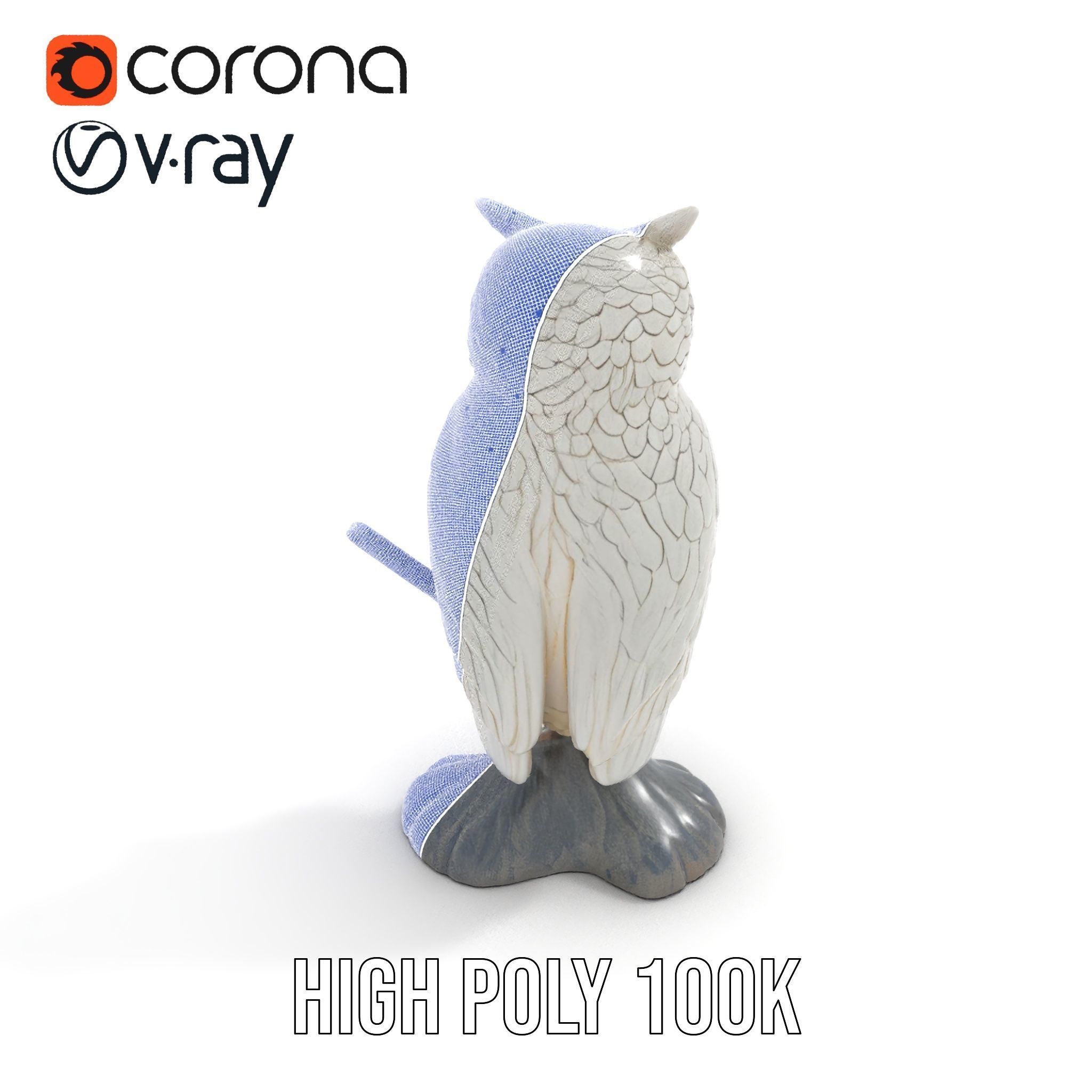 Snowy Owl Sculpture Model Pack Low-poly 3D model_33