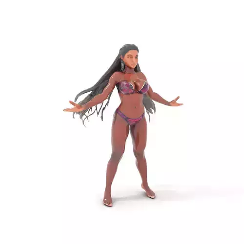 Tropical Beauty Bikini Character Rigged and Animated