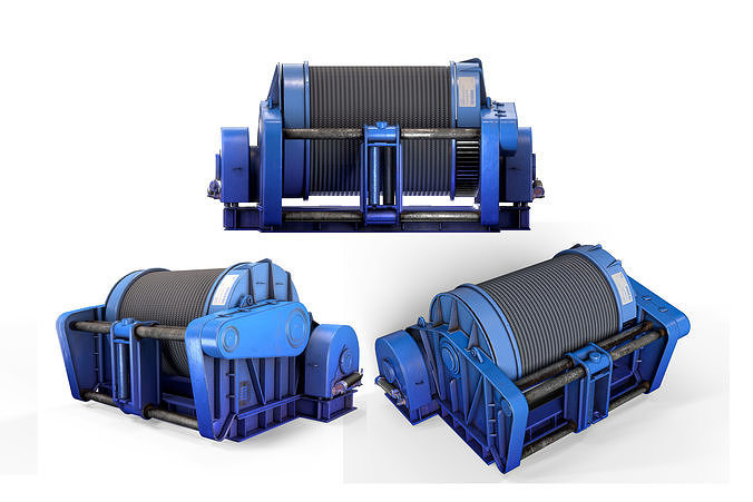Industrial Marine Winch Low-poly 3D model