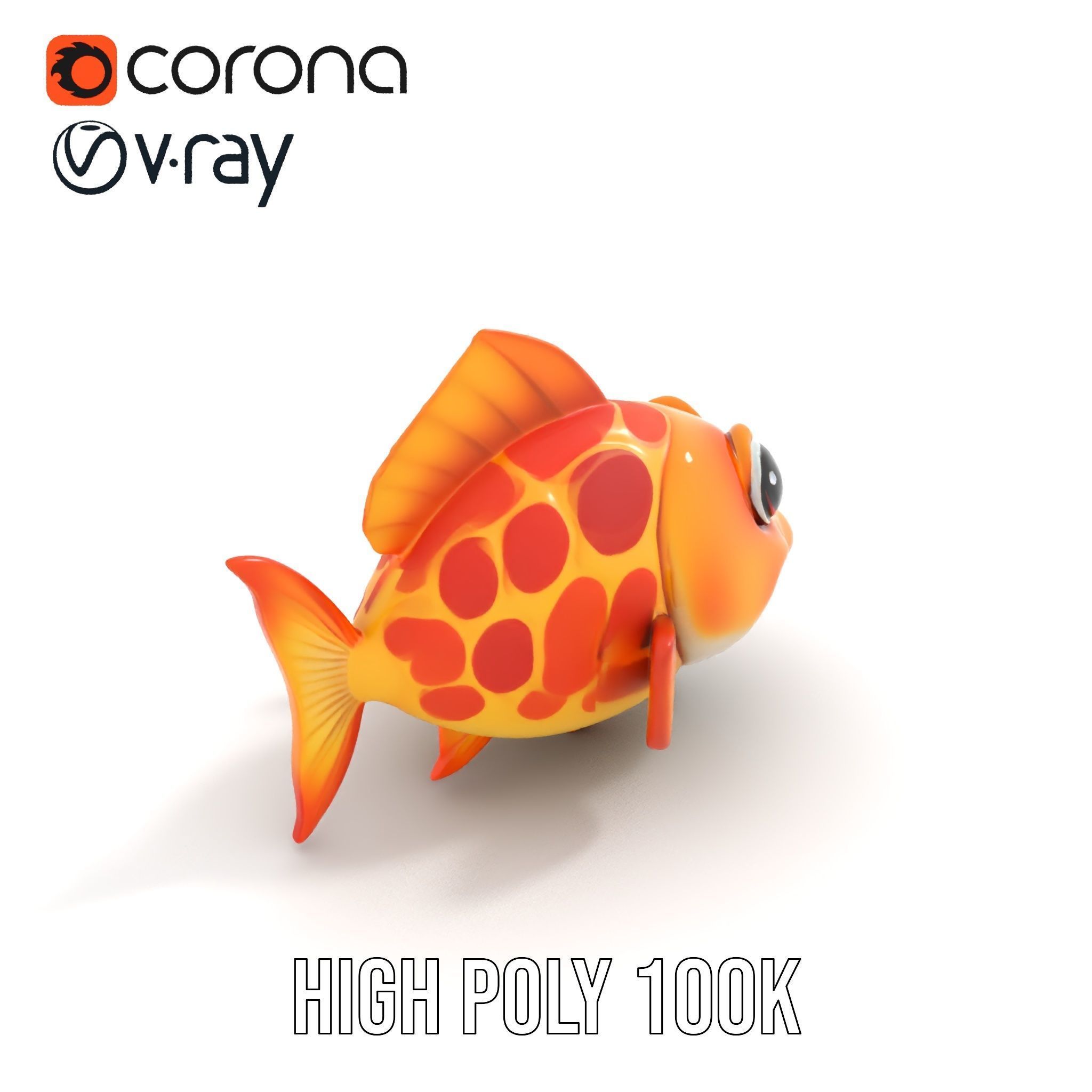 Cartoon Goldfish Model Pack with Vibrant Colors Low-poly 3D model_15