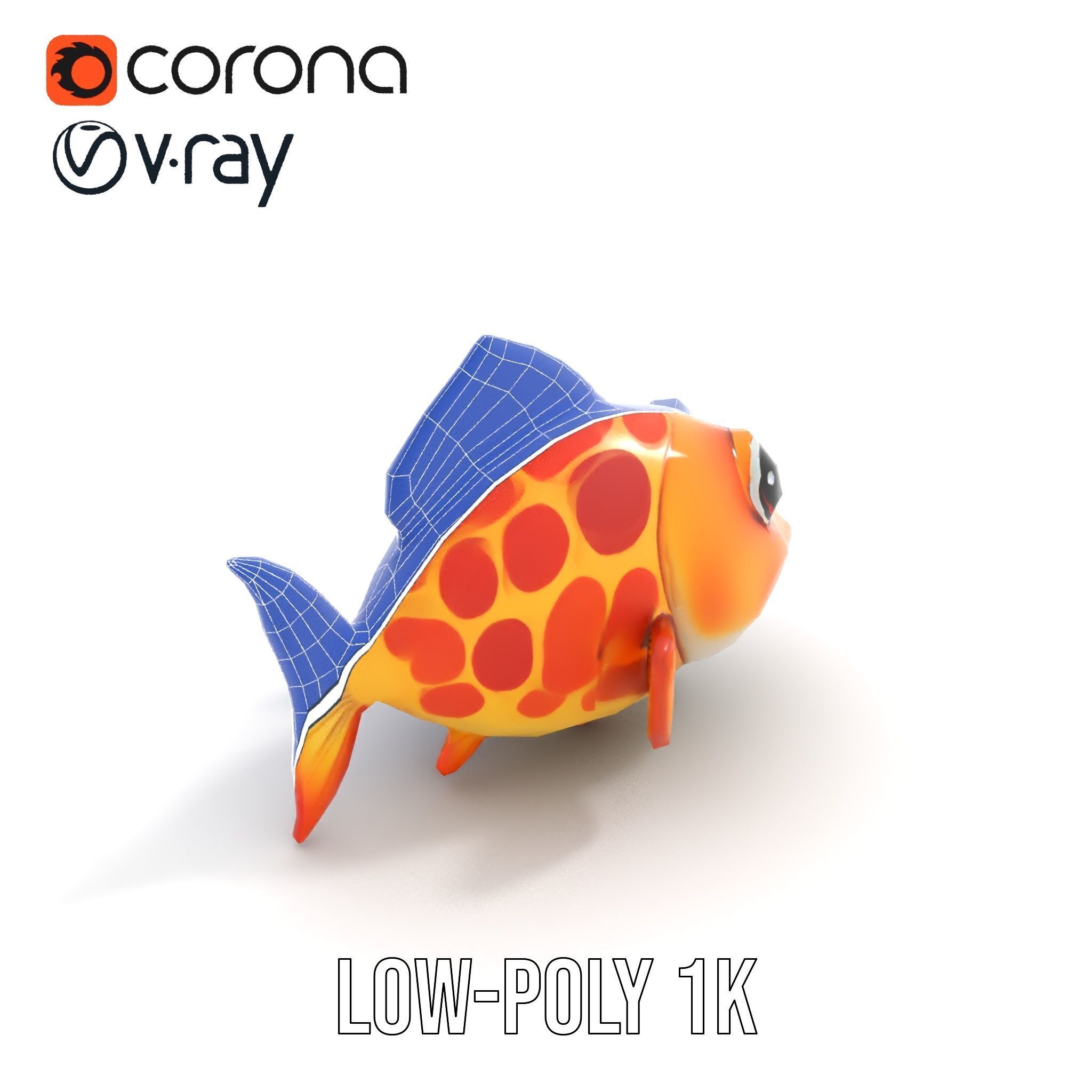 Cartoon Goldfish Model Pack with Vibrant Colors Low-poly 3D model_27