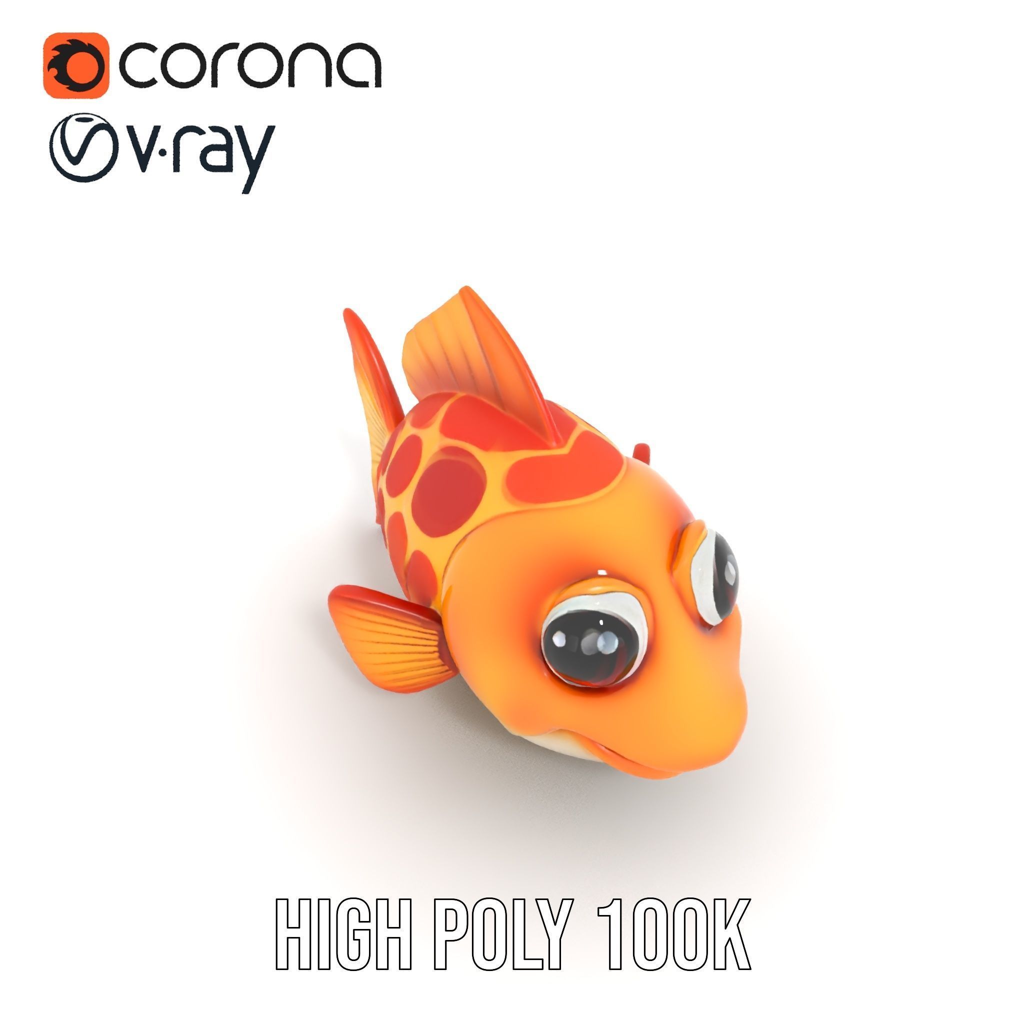 Cartoon Goldfish Model Pack with Vibrant Colors Low-poly 3D model_20