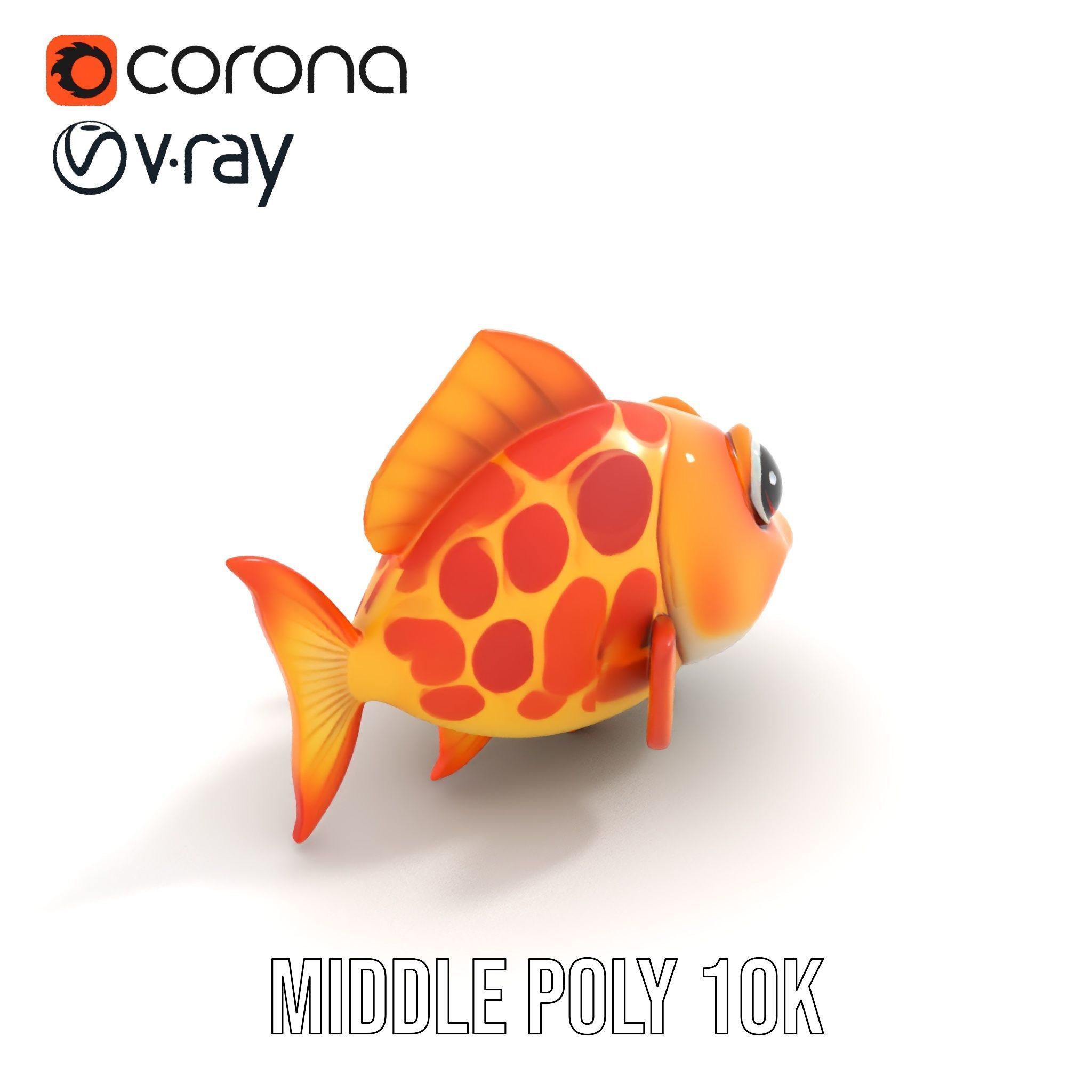 Cartoon Goldfish Model Pack with Vibrant Colors Low-poly 3D model_6