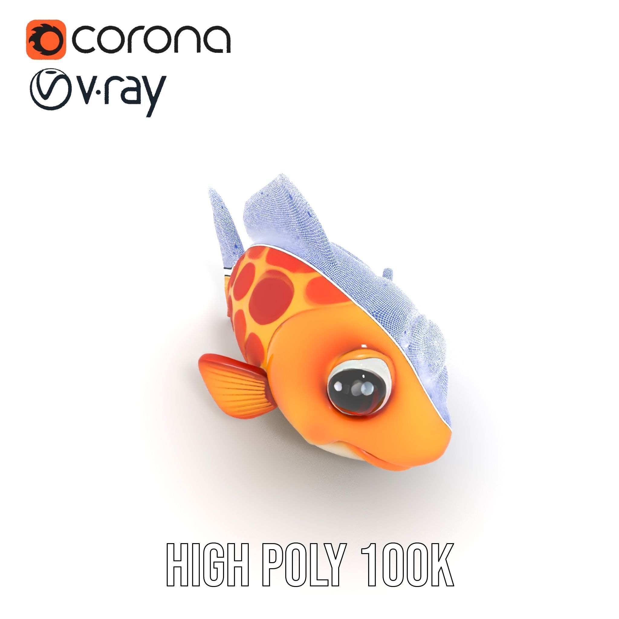Cartoon Goldfish Model Pack with Vibrant Colors Low-poly 3D model_32