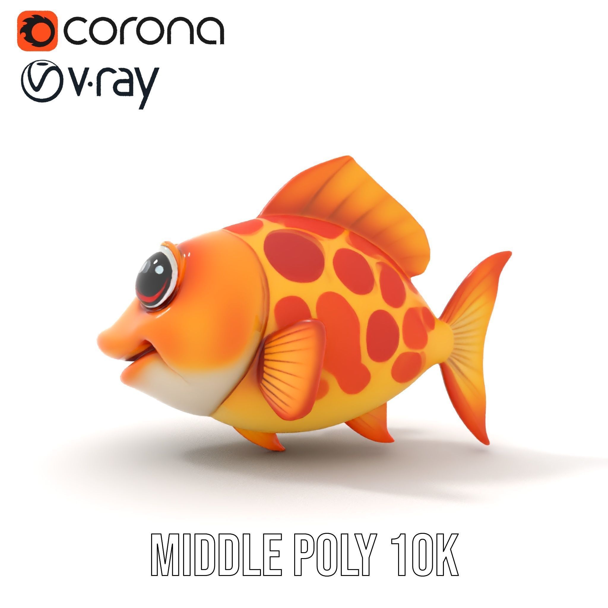 Cartoon Goldfish Model Pack with Vibrant Colors Low-poly 3D model_13