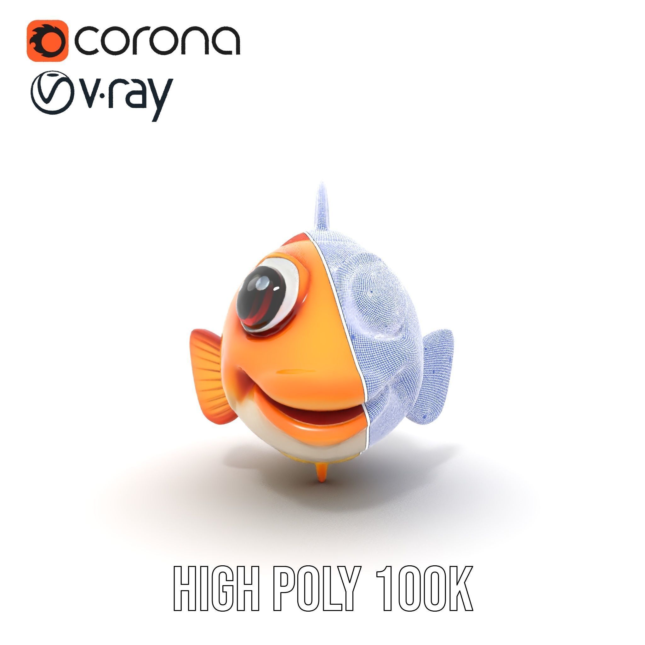 Cartoon Goldfish Model Pack with Vibrant Colors Low-poly 3D model_33