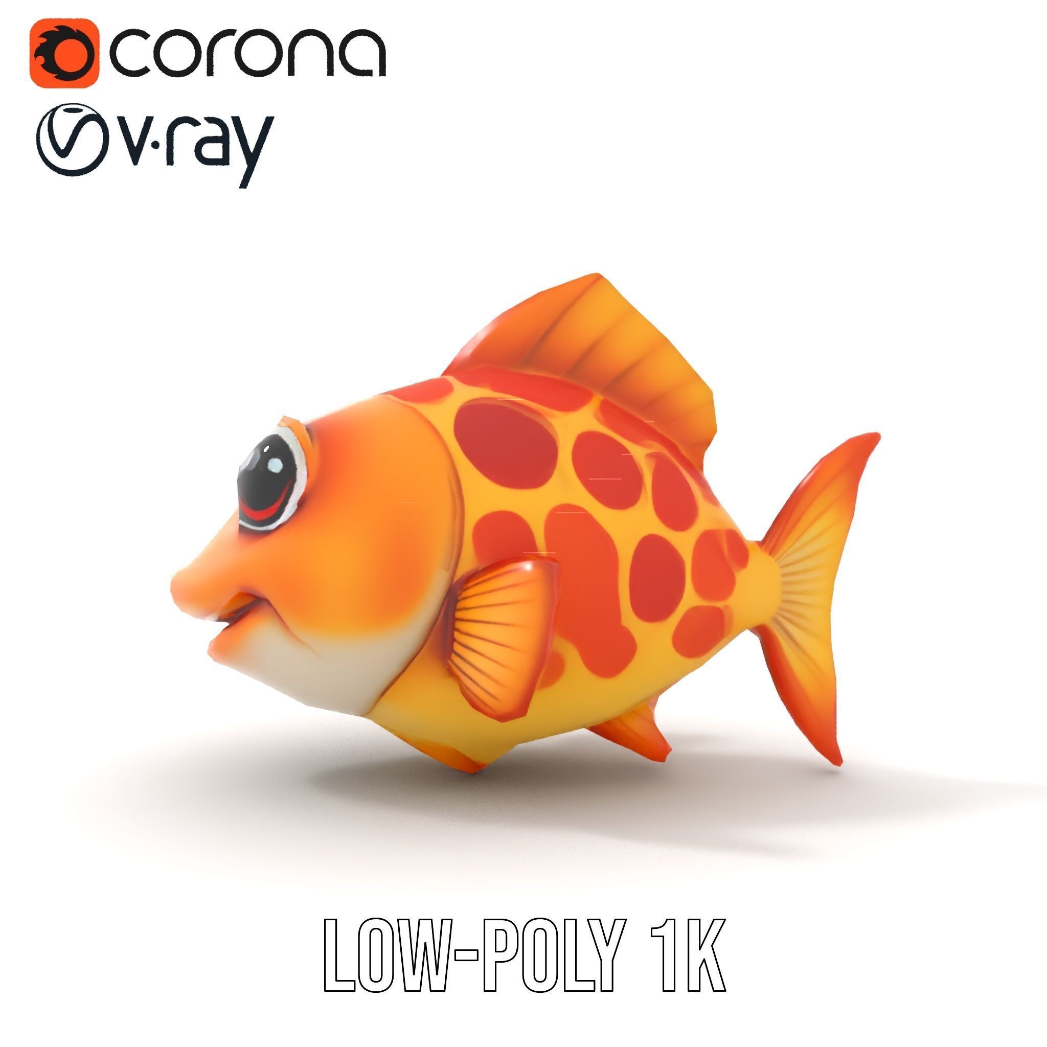 Cartoon Goldfish Model Pack with Vibrant Colors Low-poly 3D model_19