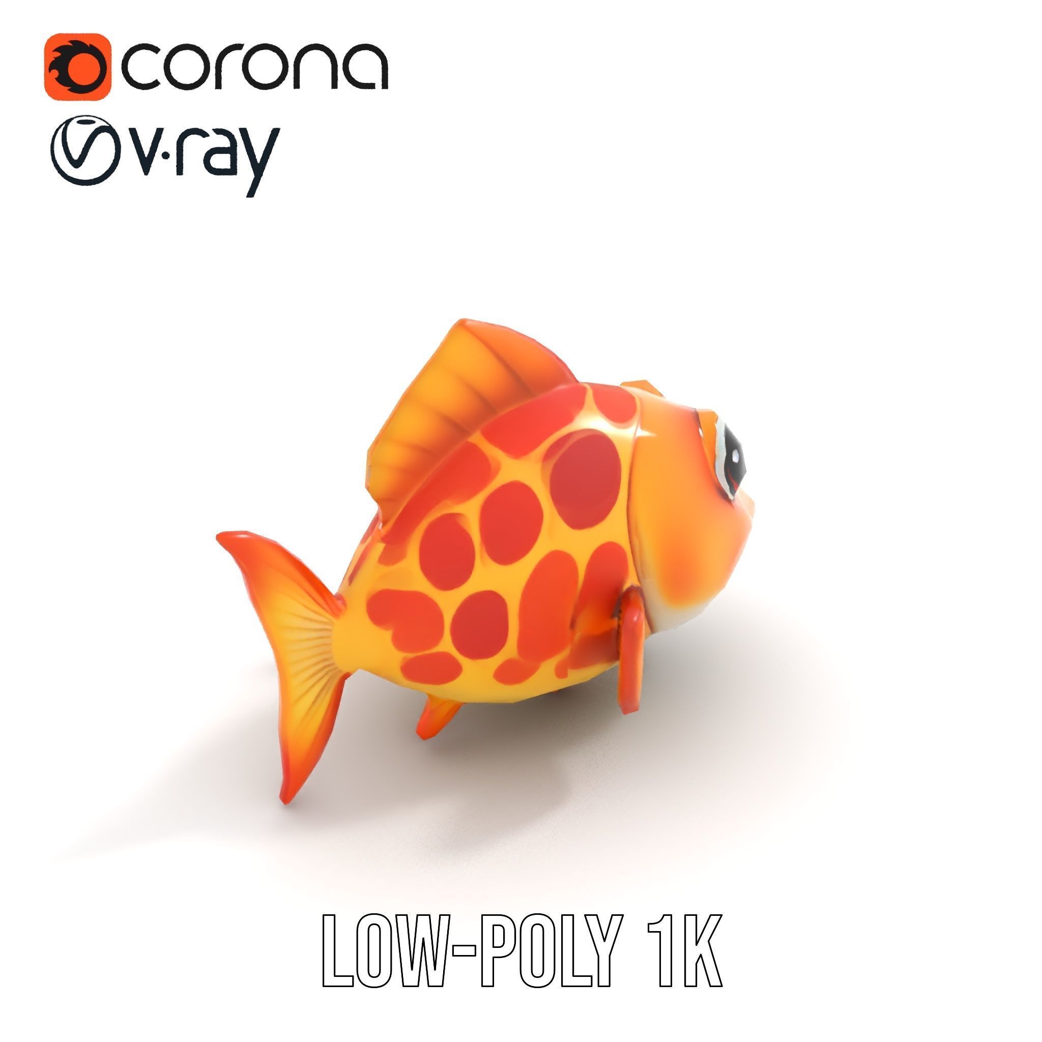 Cartoon Goldfish Model Pack with Vibrant Colors Low-poly 3D model_7