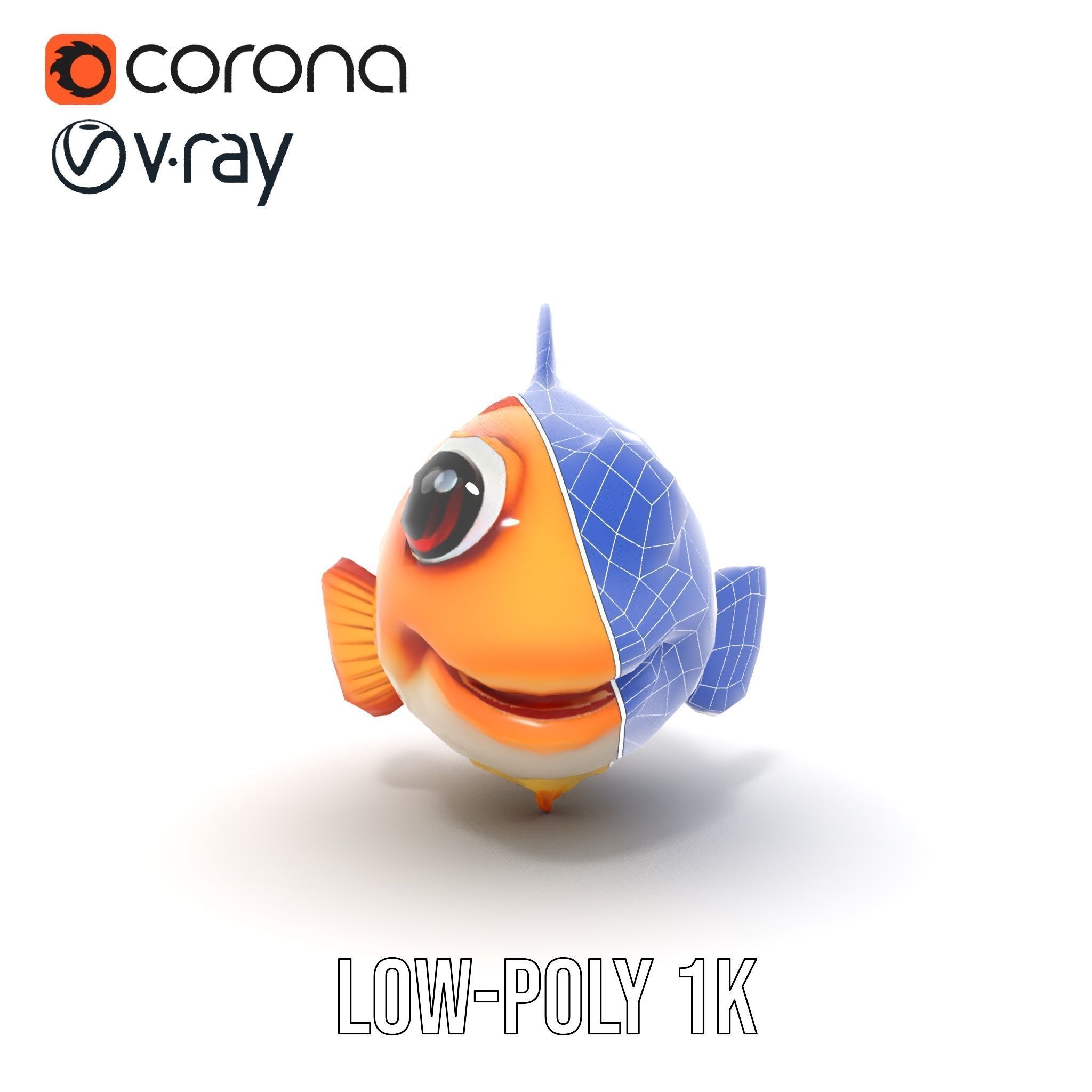 Cartoon Goldfish Model Pack with Vibrant Colors Low-poly 3D model_24