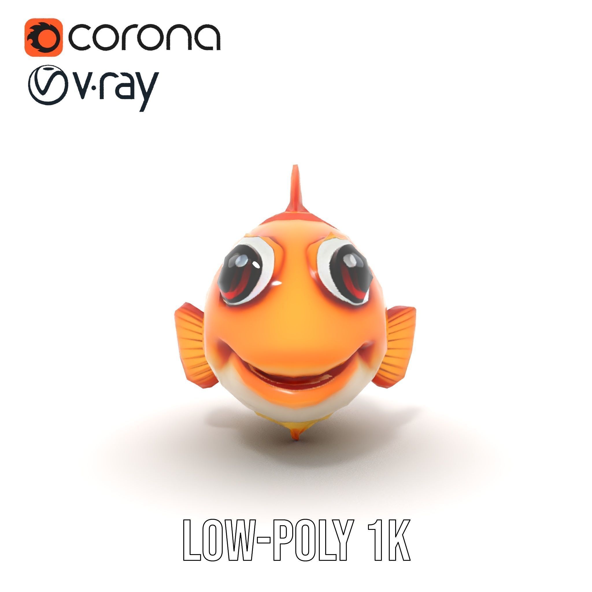 Cartoon Goldfish Model Pack with Vibrant Colors Low-poly 3D model_12