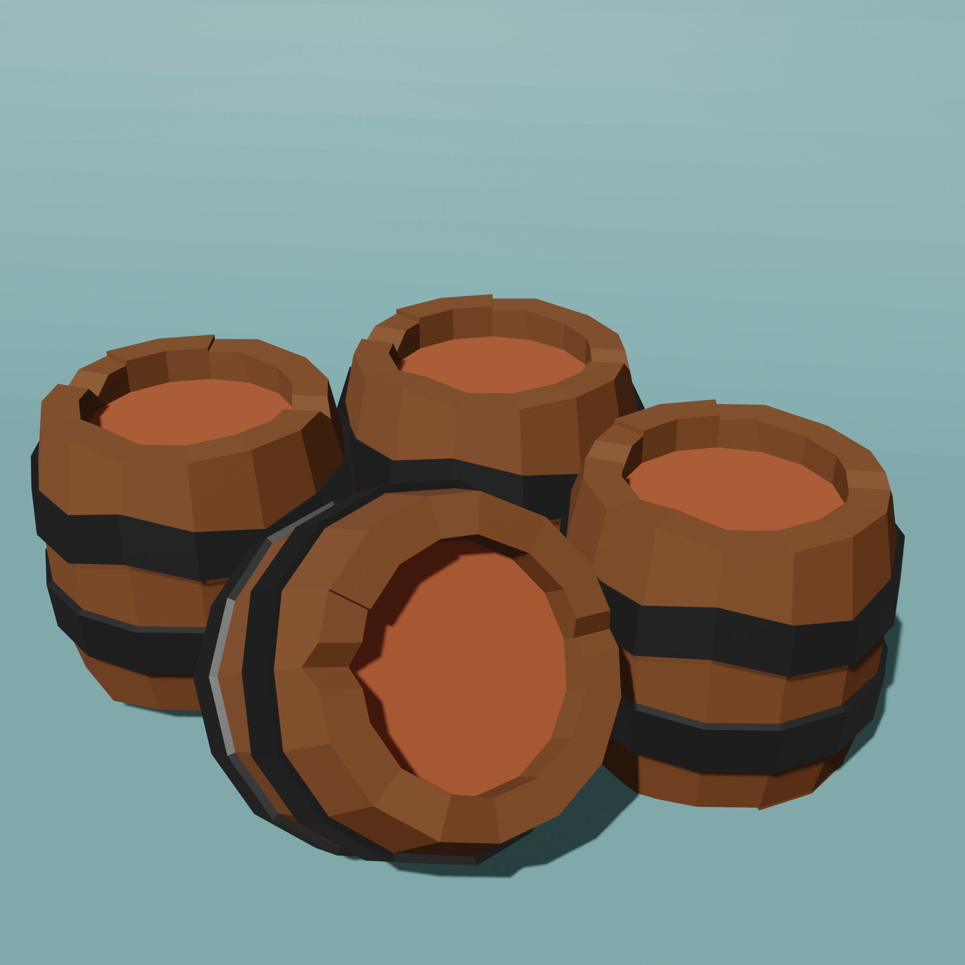 Low Poly Barrel 3D Model Low-poly 3D model_1