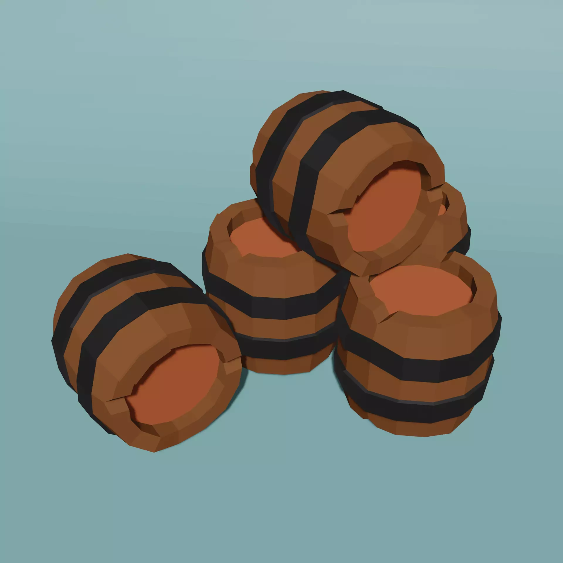 Low Poly Barrel 3D Model Low-poly 3D model_0