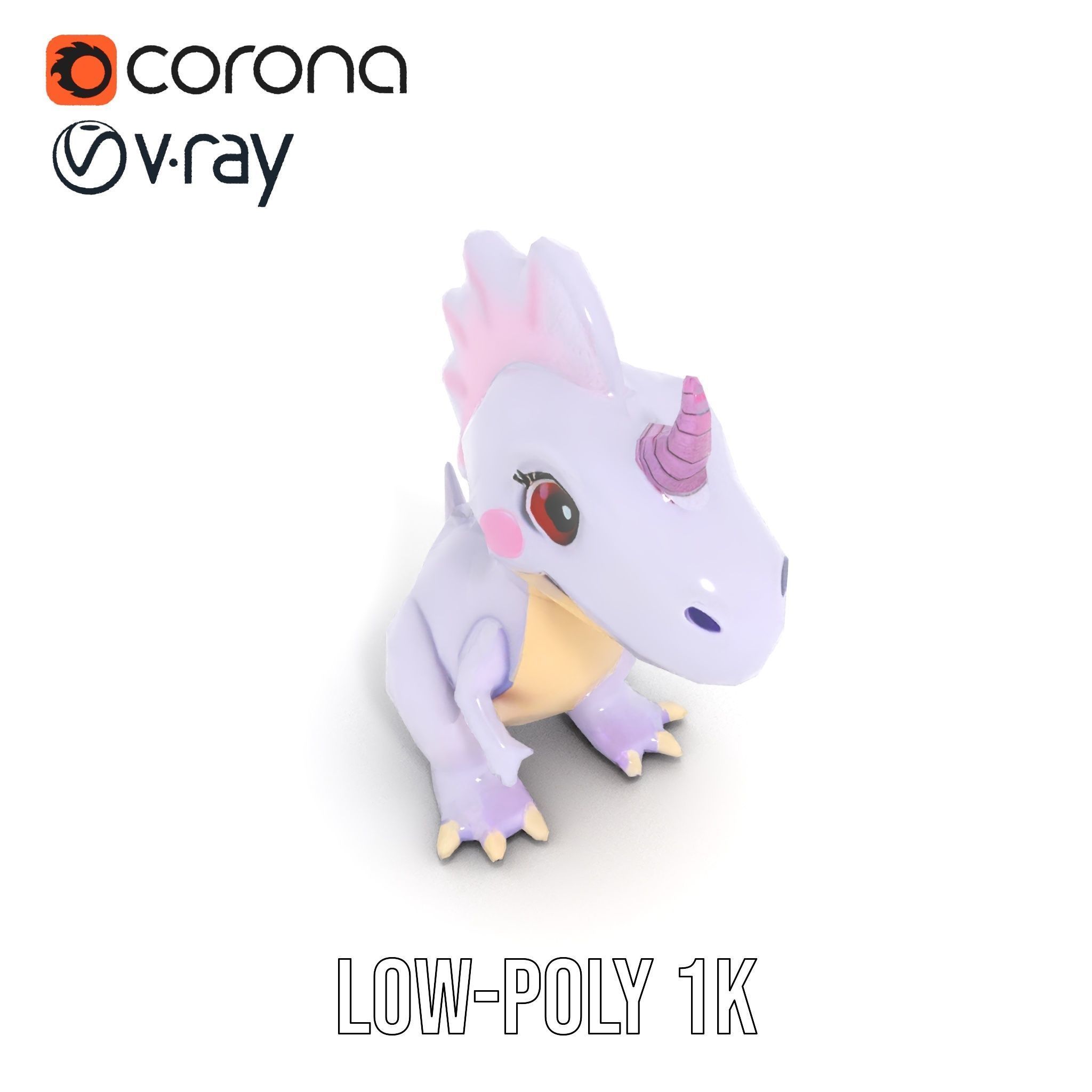 Cute Cartoon Dinosaur Model Pack Low-poly 3D model_7