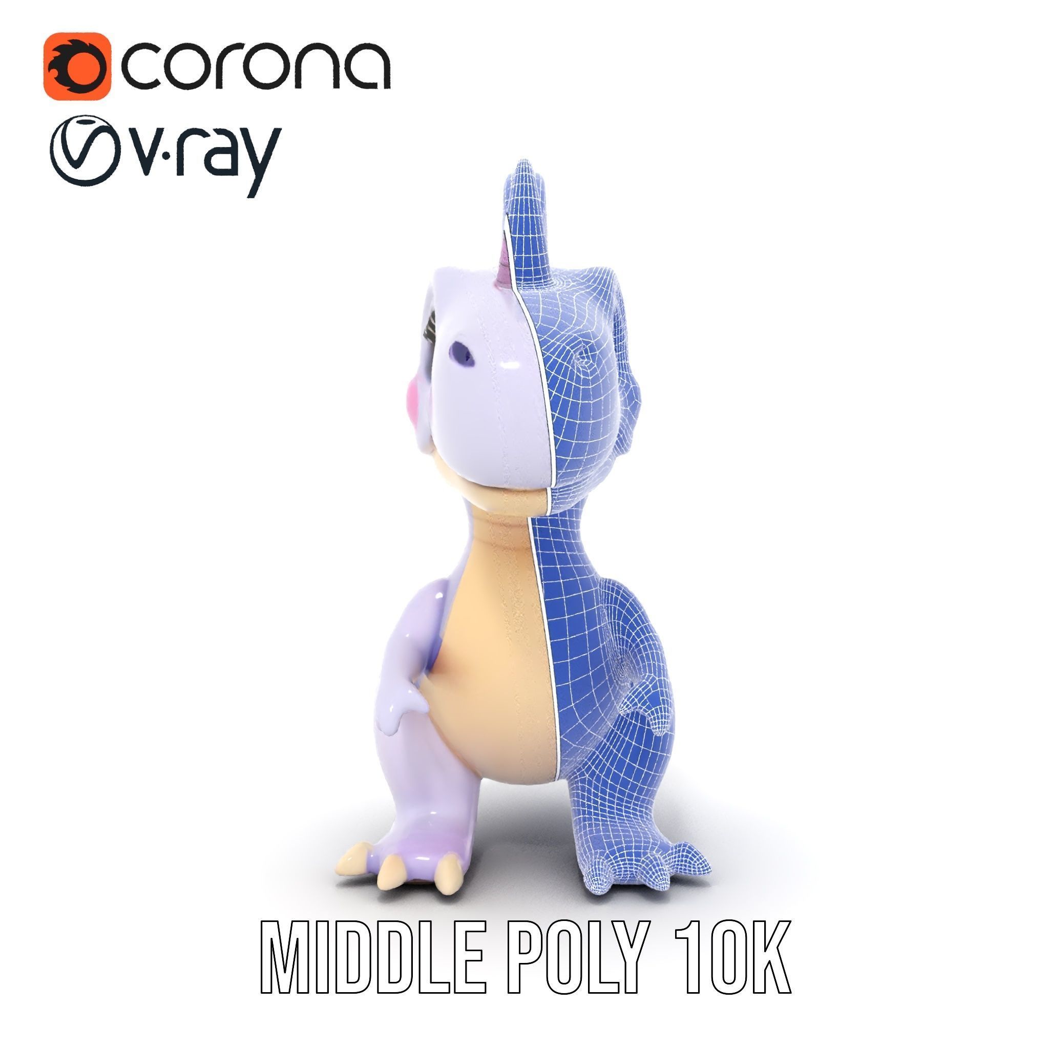 Cute Cartoon Dinosaur Model Pack Low-poly 3D model_27