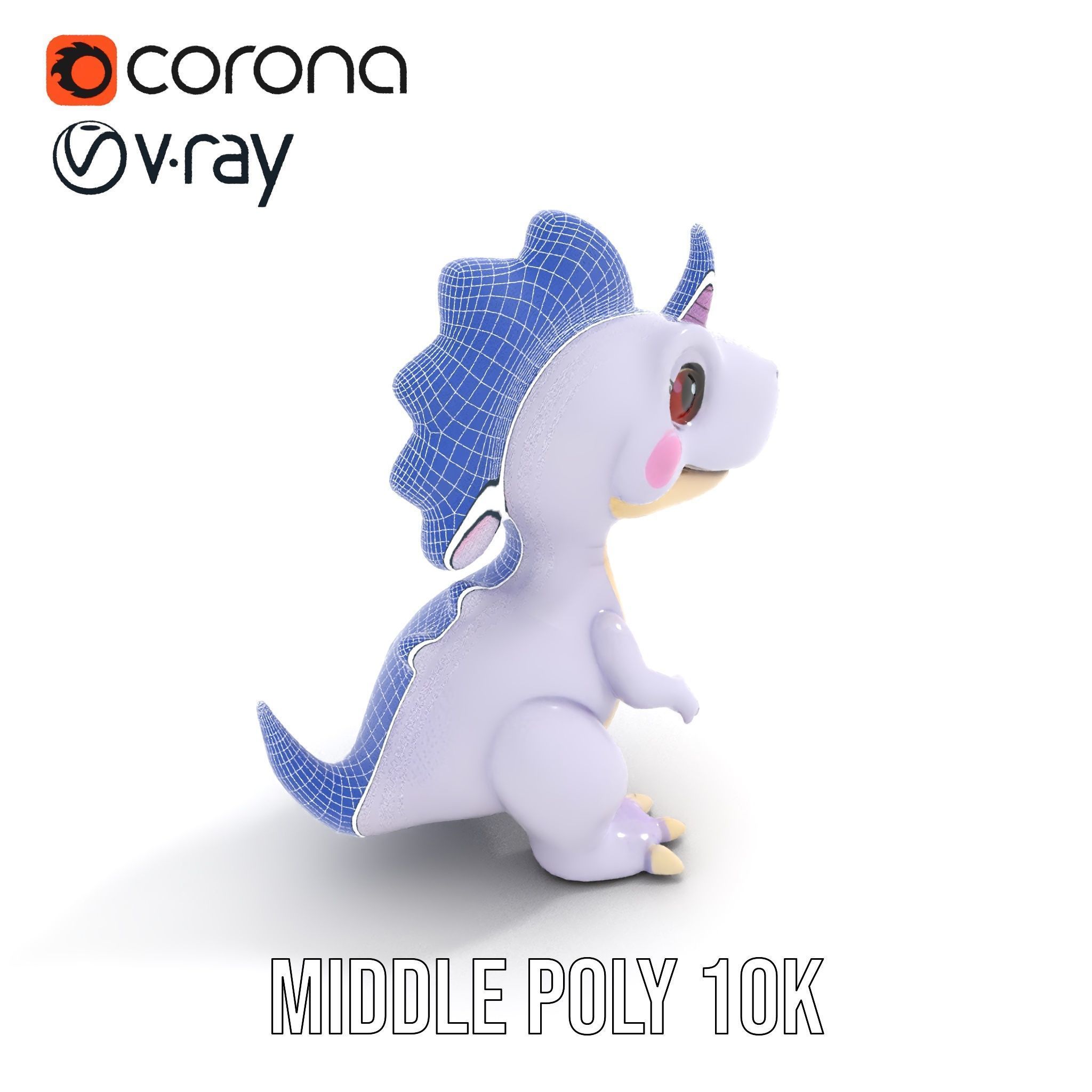 Cute Cartoon Dinosaur Model Pack Low-poly 3D model_11