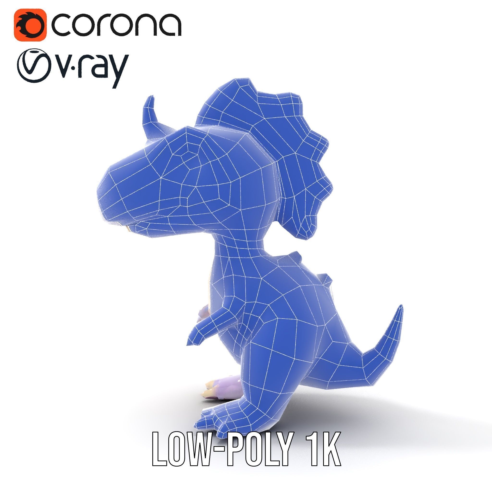 Cute Cartoon Dinosaur Model Pack Low-poly 3D model_25