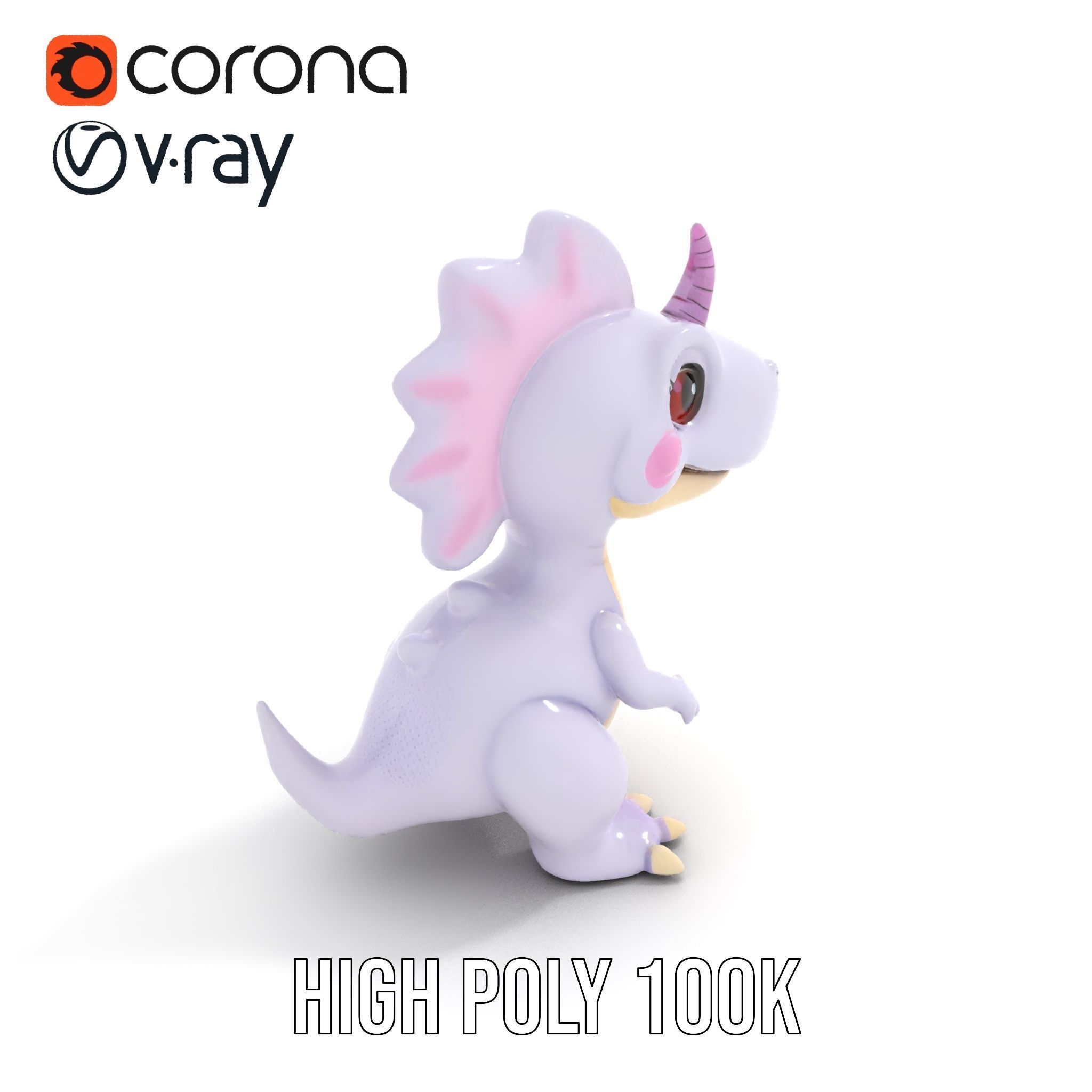Cute Cartoon Dinosaur Model Pack Low-poly 3D model_17