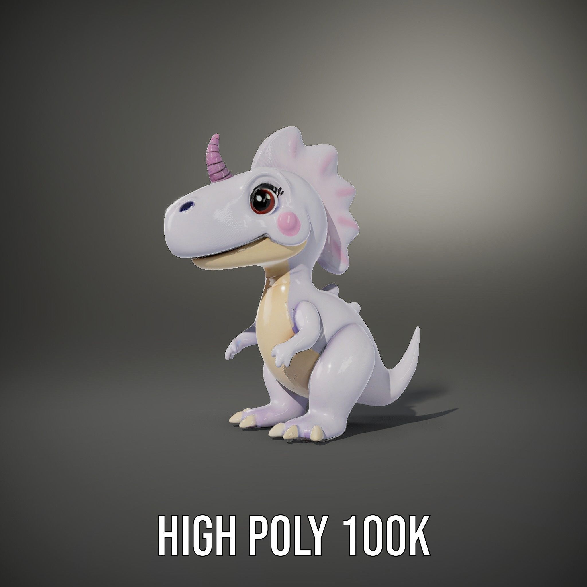 Cute Cartoon Dinosaur Model Pack Low-poly 3D model_10