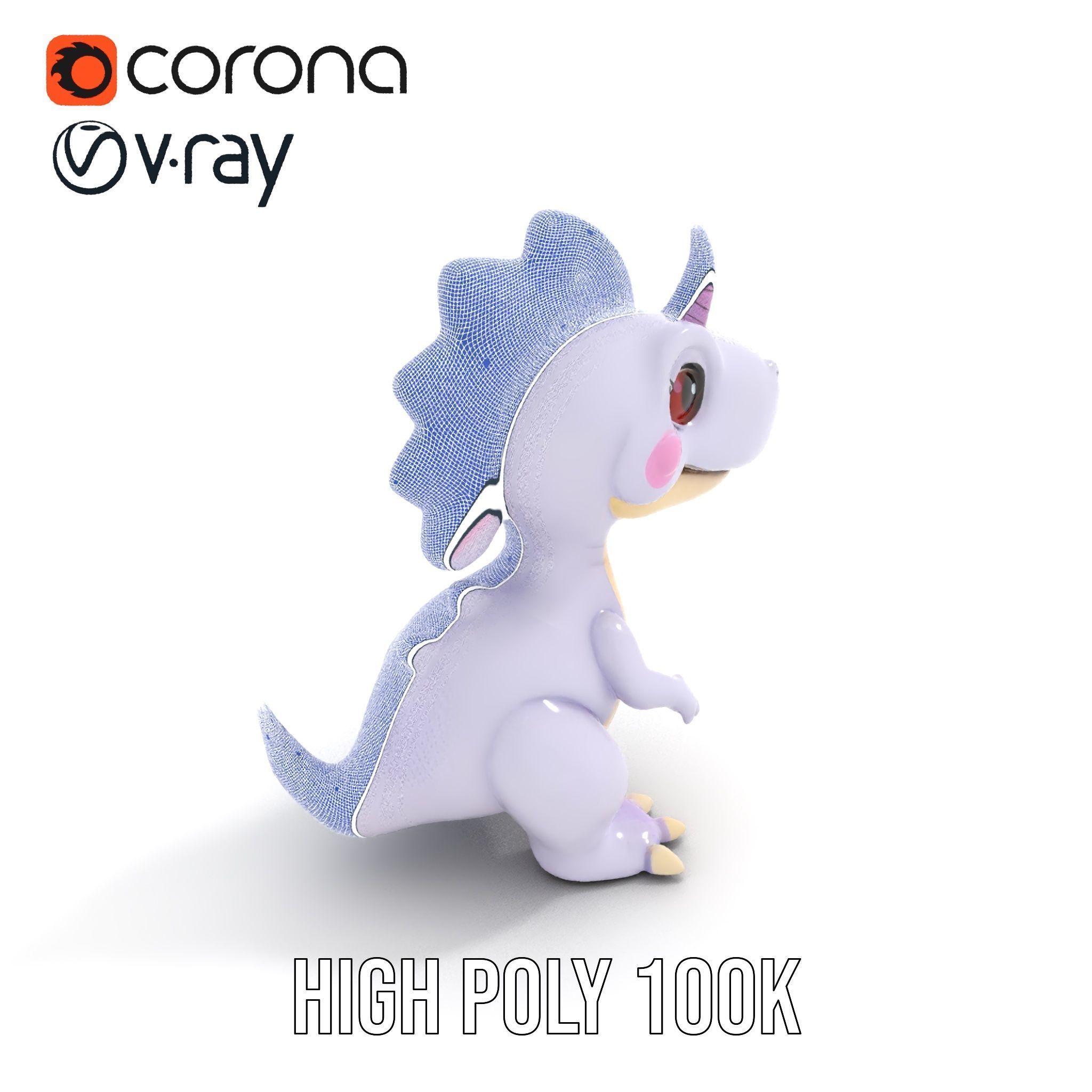 Cute Cartoon Dinosaur Model Pack Low-poly 3D model_23