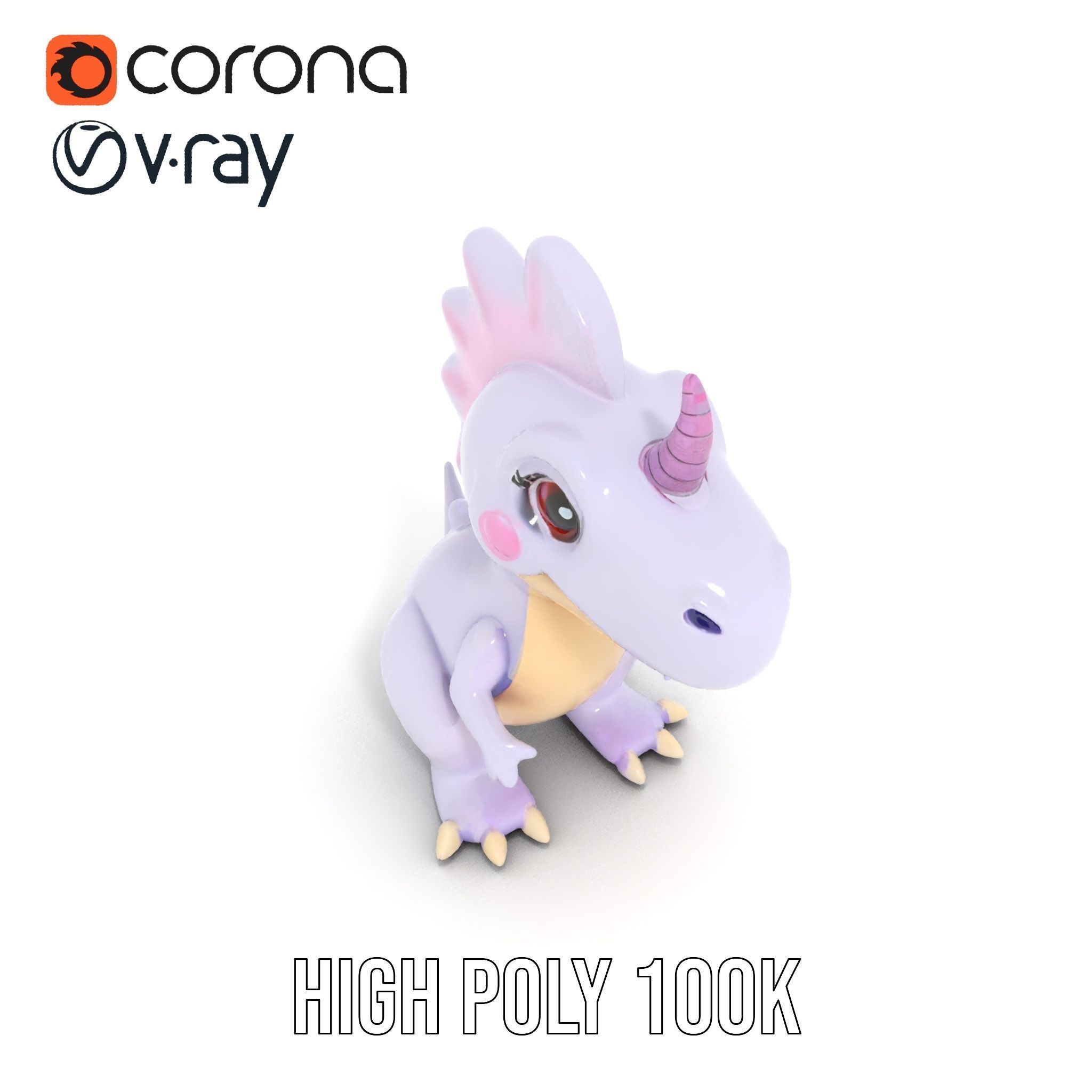 Cute Cartoon Dinosaur Model Pack Low-poly 3D model_20