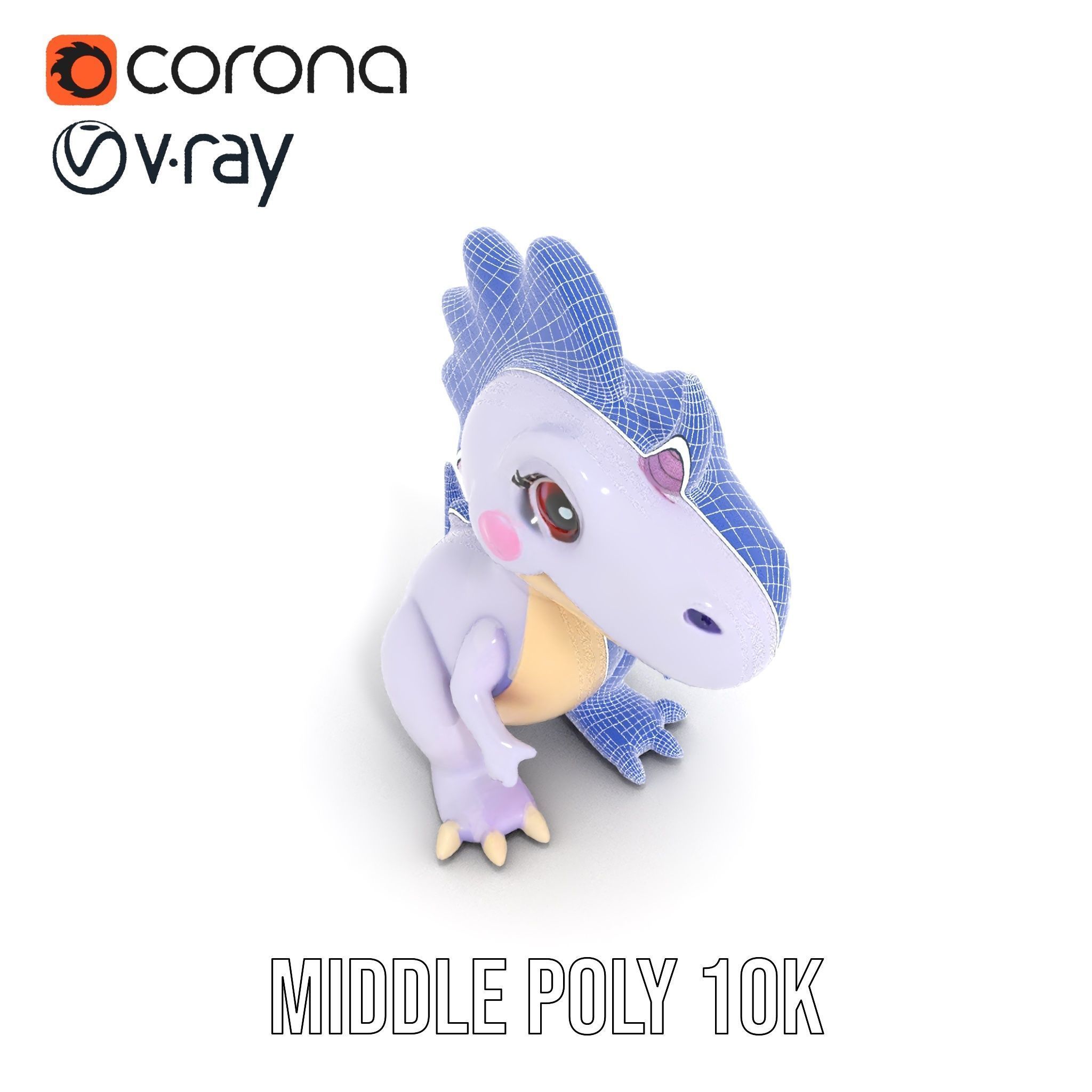 Cute Cartoon Dinosaur Model Pack Low-poly 3D model_24