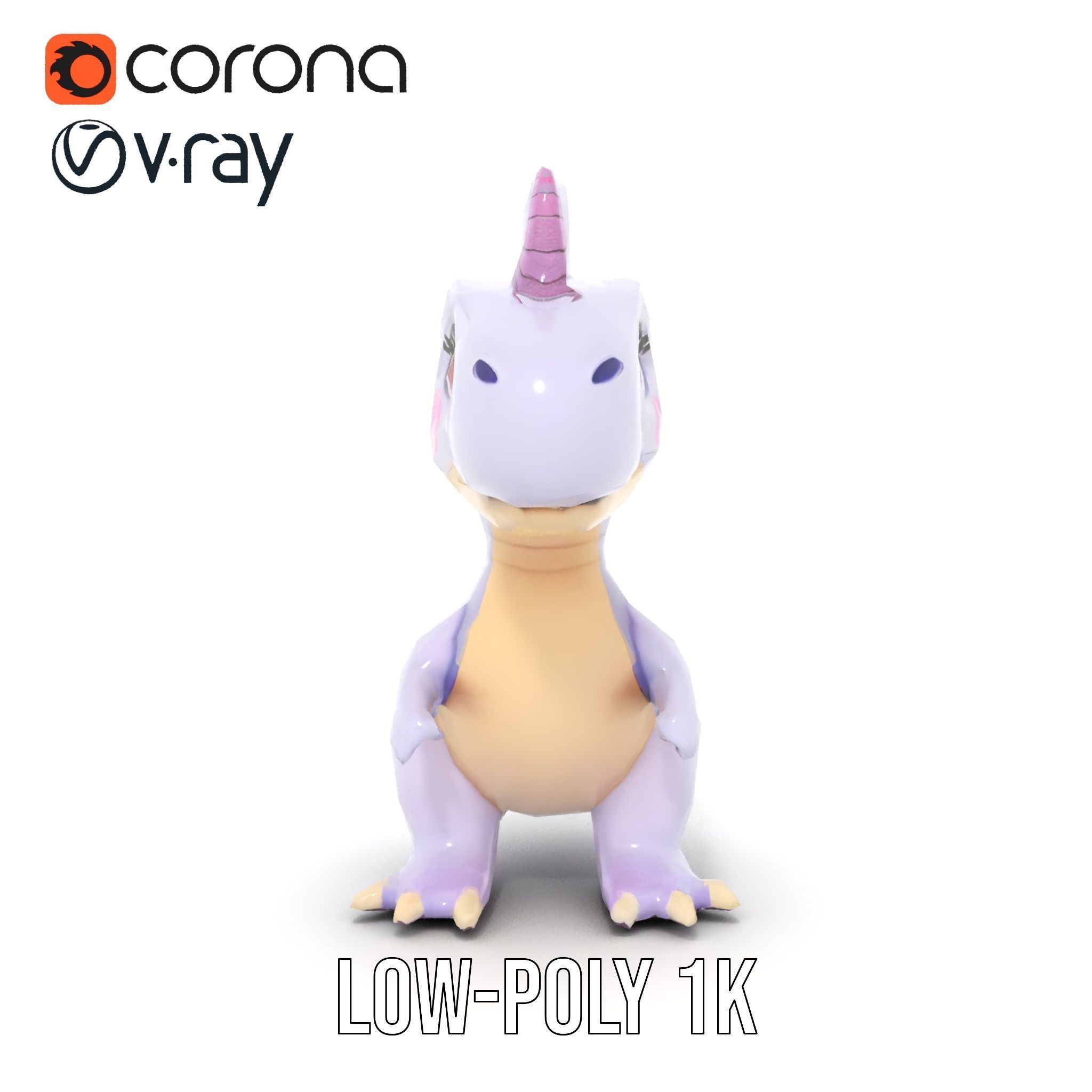 Cute Cartoon Dinosaur Model Pack Low-poly 3D model_16