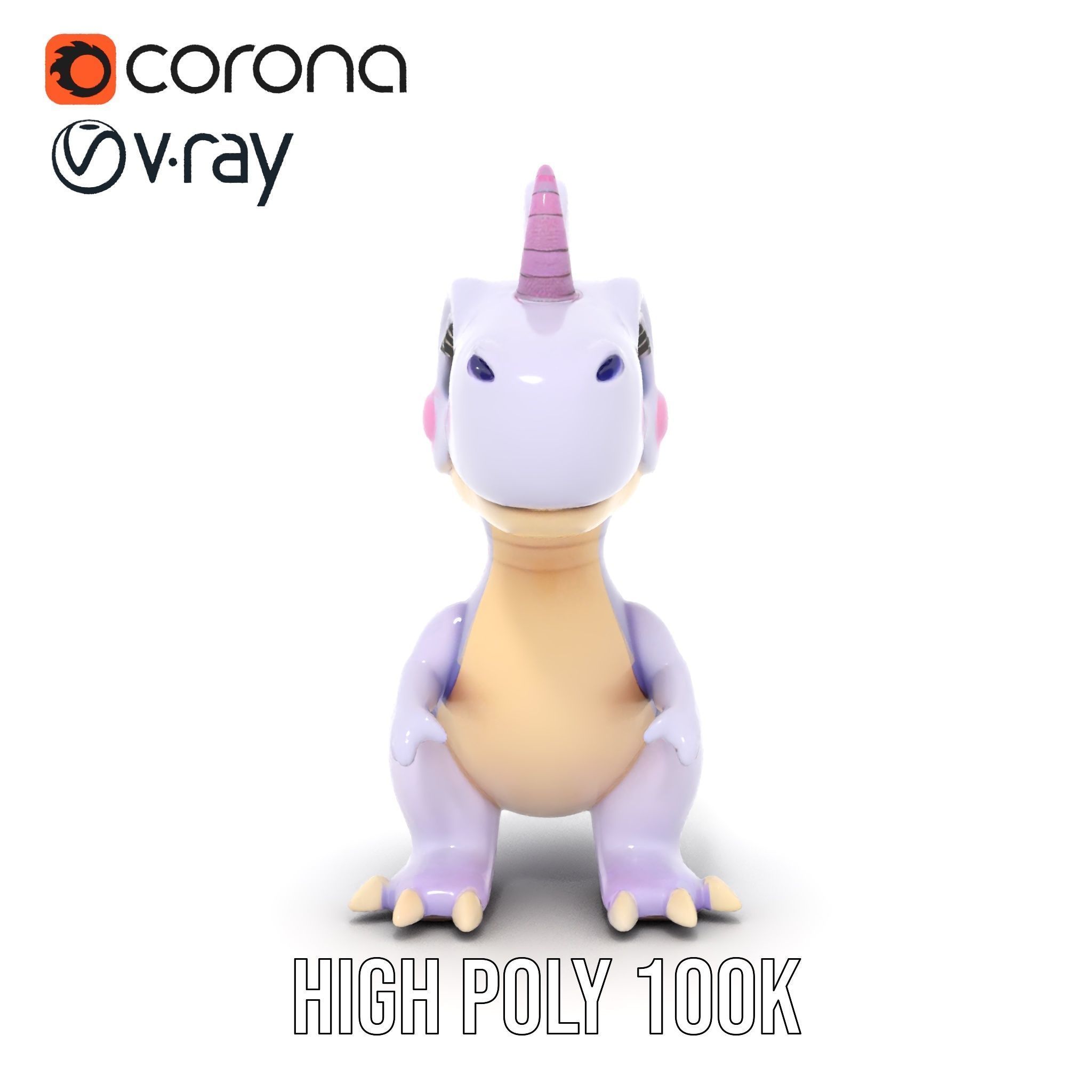 Cute Cartoon Dinosaur Model Pack Low-poly 3D model_32