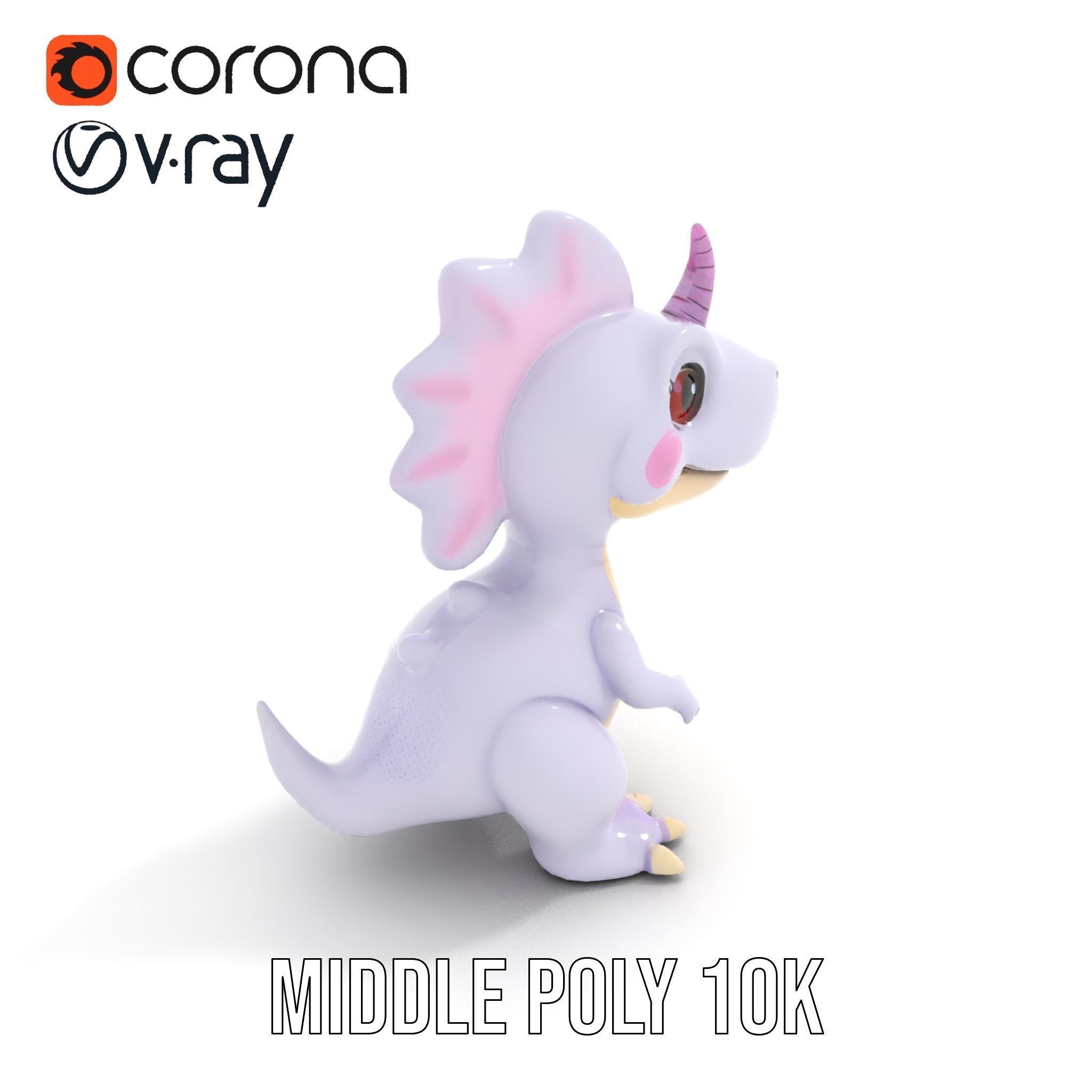 Cute Cartoon Dinosaur Model Pack Low-poly 3D model_6