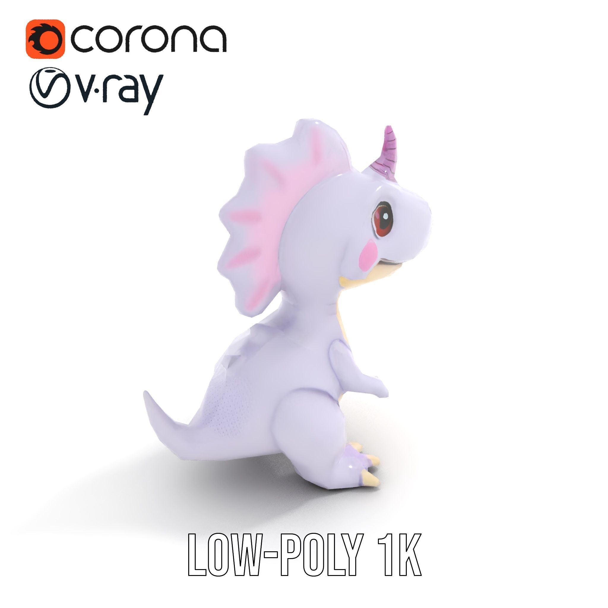 Cute Cartoon Dinosaur Model Pack Low-poly 3D model_12