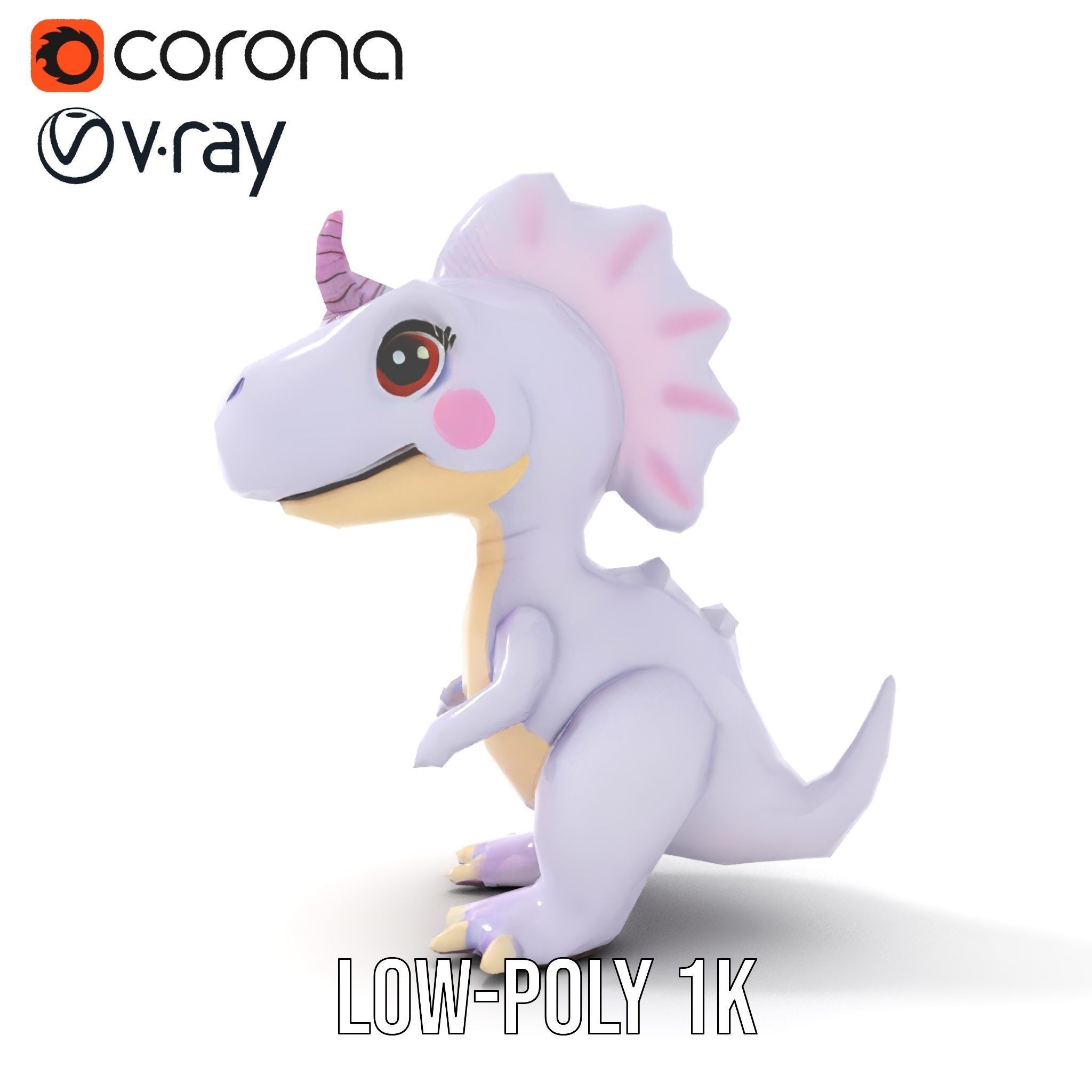 Cute Cartoon Dinosaur Model Pack Low-poly 3D model_14