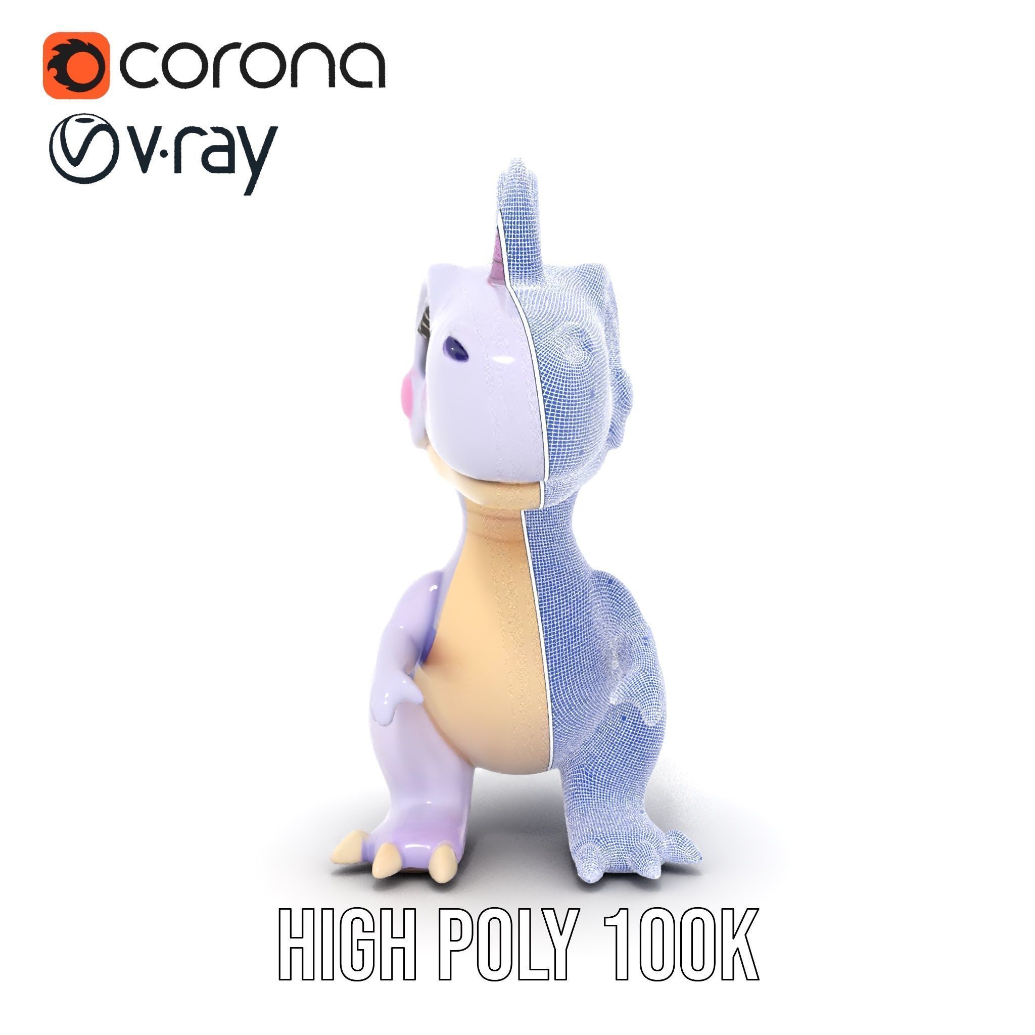 Cute Cartoon Dinosaur Model Pack Low-poly 3D model_33