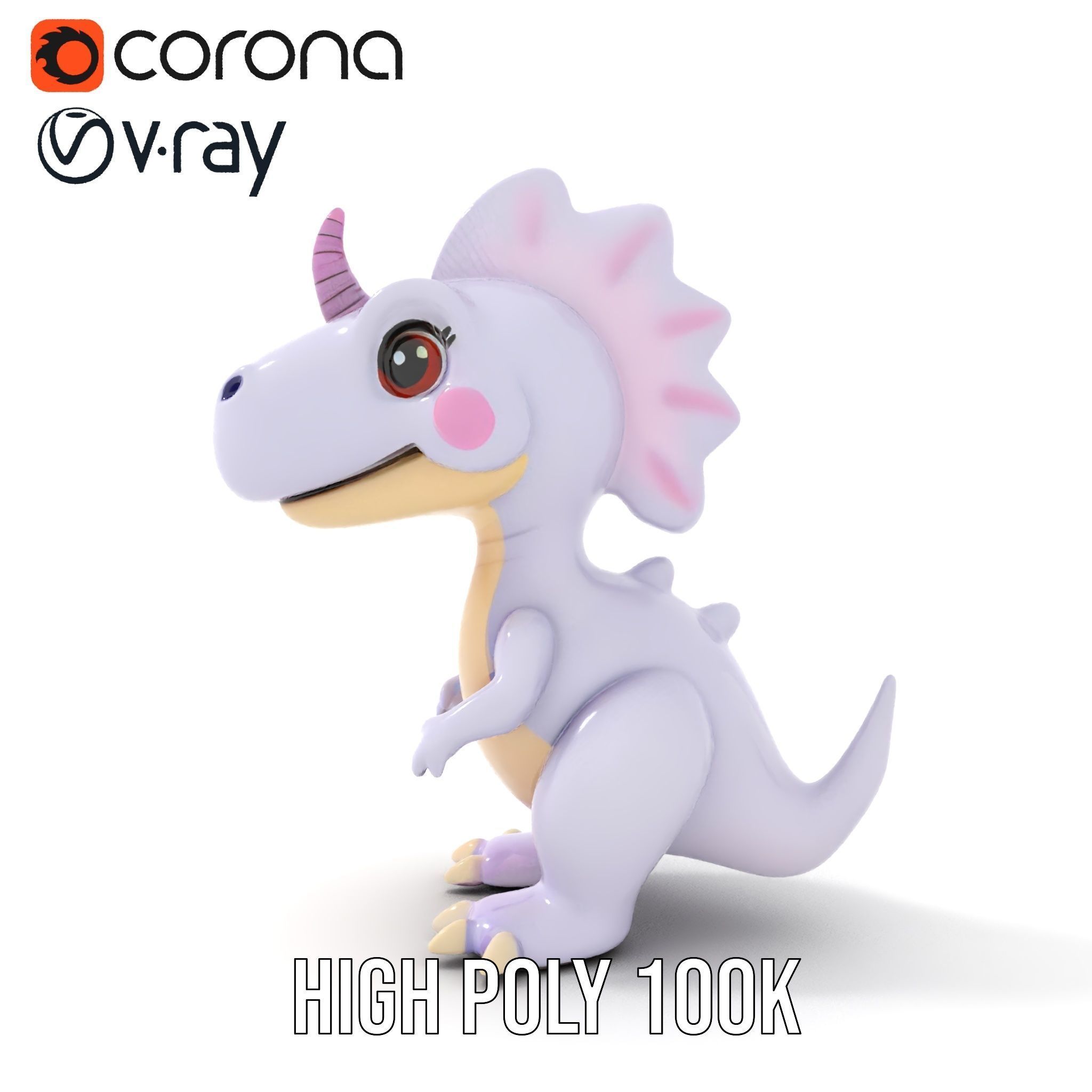 Cute Cartoon Dinosaur Model Pack Low-poly 3D model_29