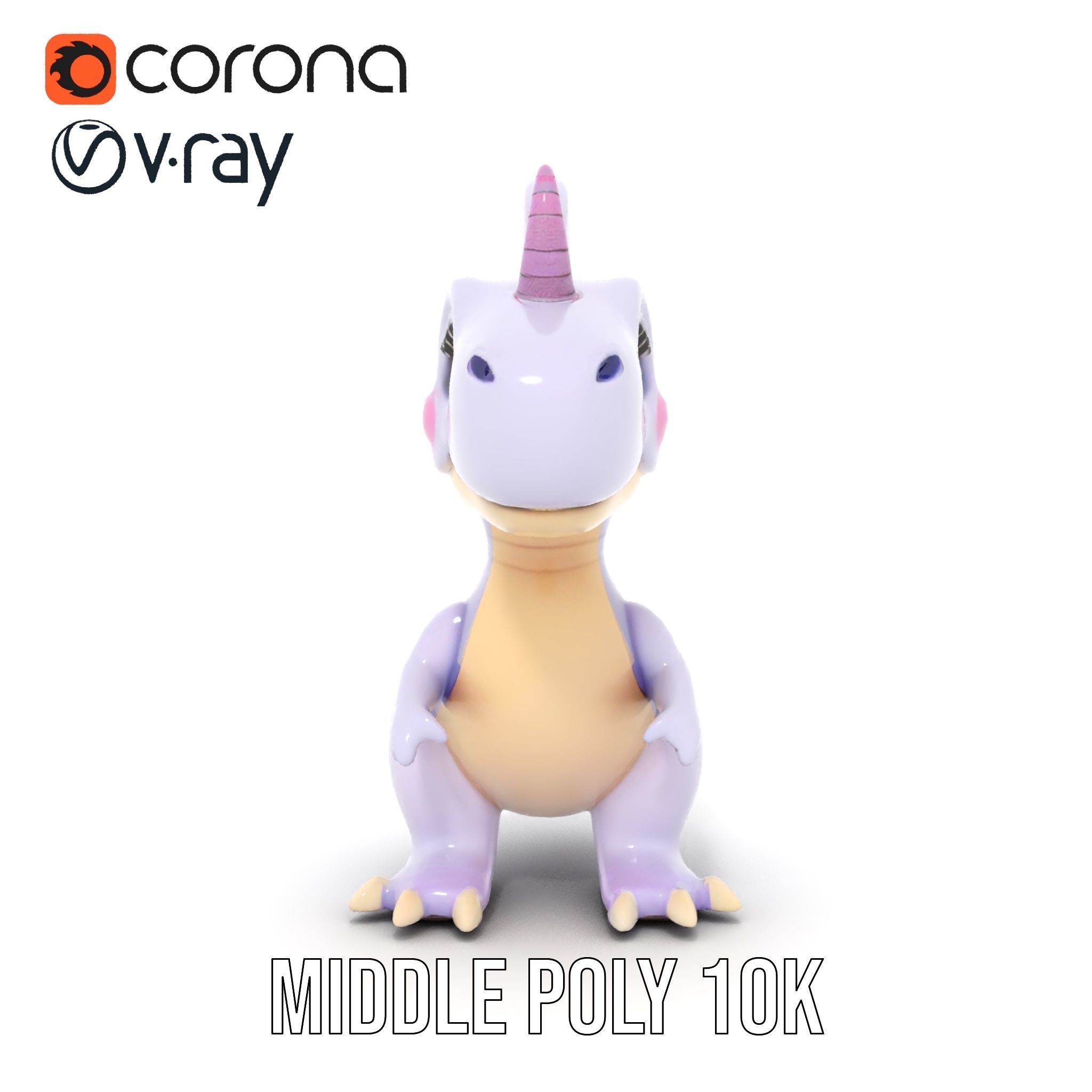 Cute Cartoon Dinosaur Model Pack Low-poly 3D model_21