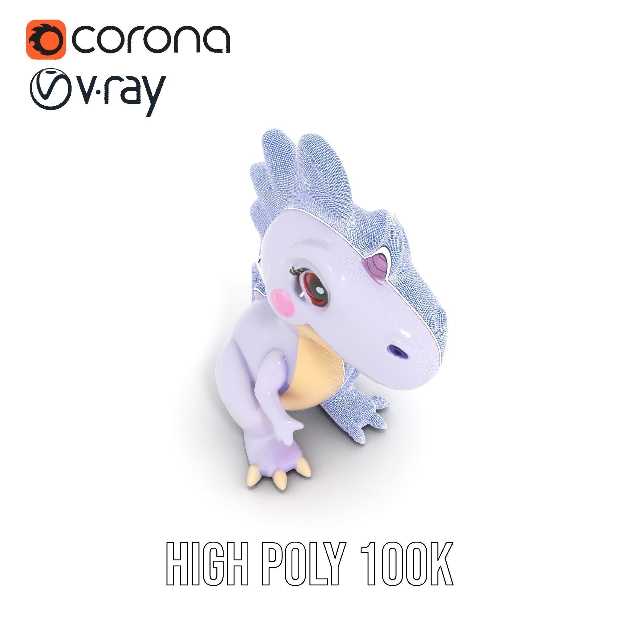Cute Cartoon Dinosaur Model Pack Low-poly 3D model_26