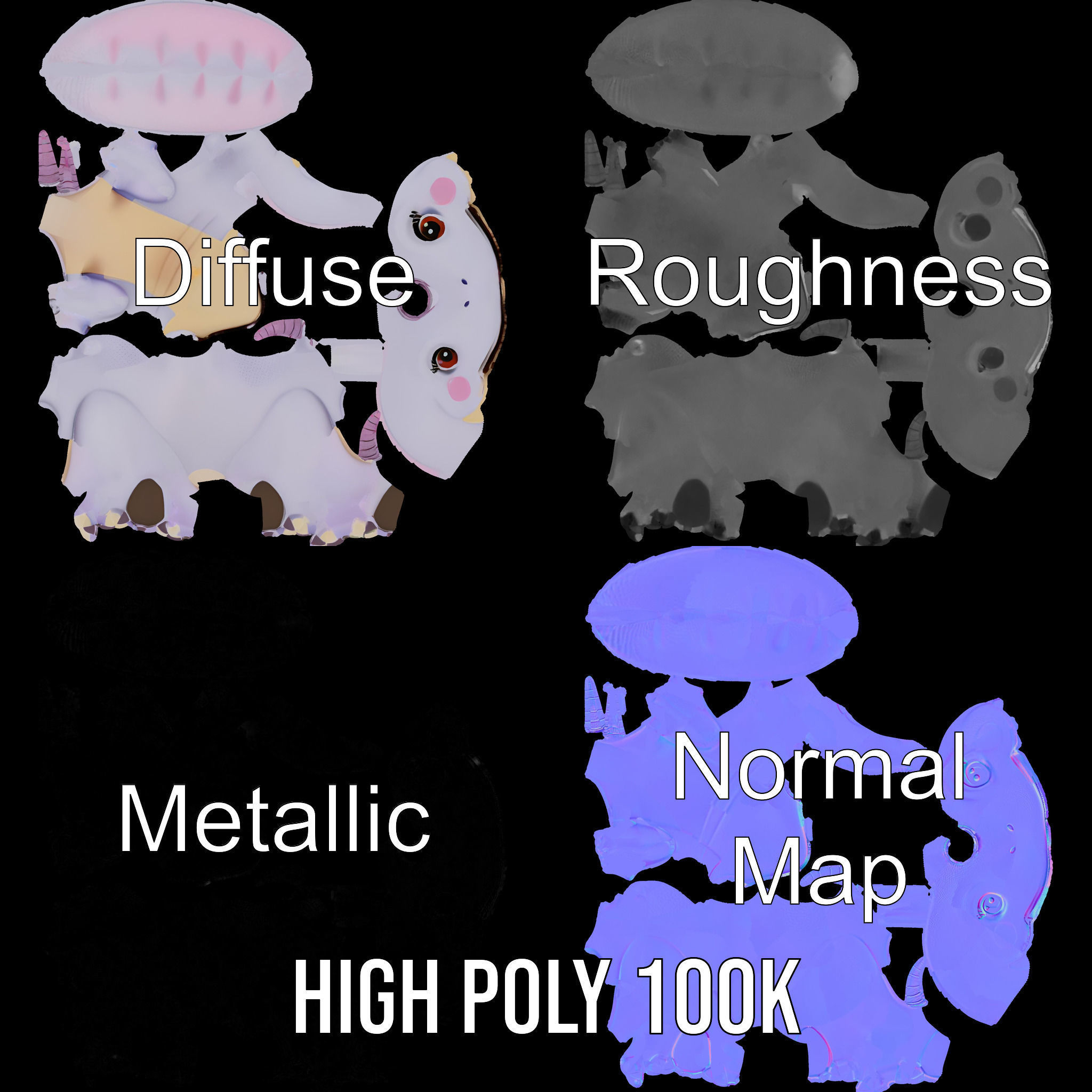 Cute Cartoon Dinosaur Model Pack Low-poly 3D model_3