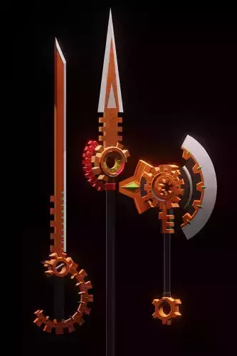3in1 Stylized Gear Weapon Pack  Game Ready PBR Low Poly