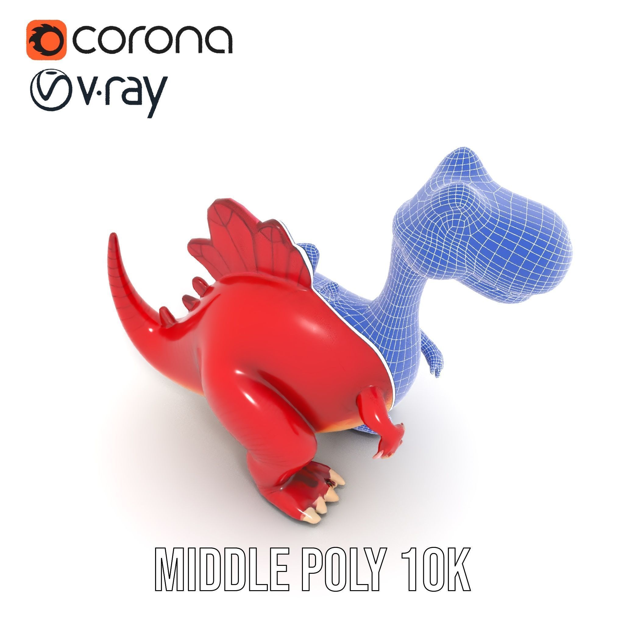 Cute Cartoon Dinosaur Model Pack Low-poly 3D model_13