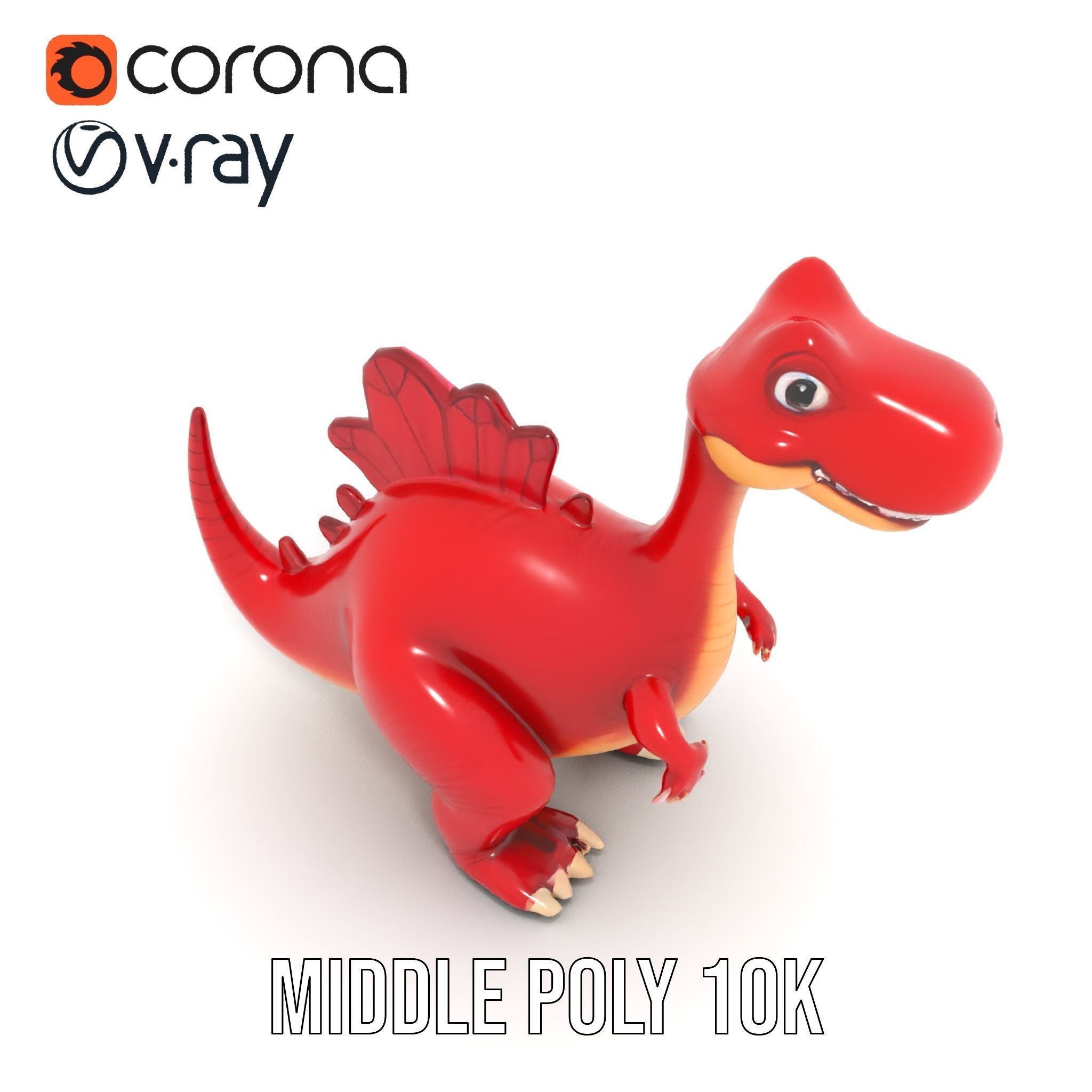 Cute Cartoon Dinosaur Model Pack Low-poly 3D model_5