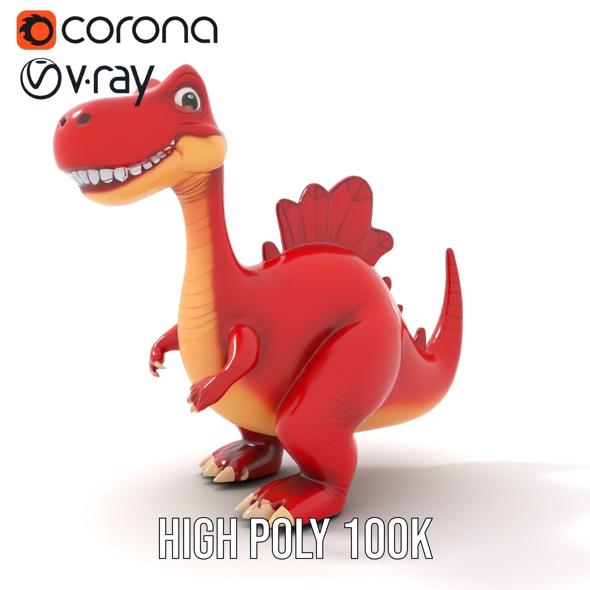 Cute Cartoon Dinosaur Model Pack Low-poly 3D model_21