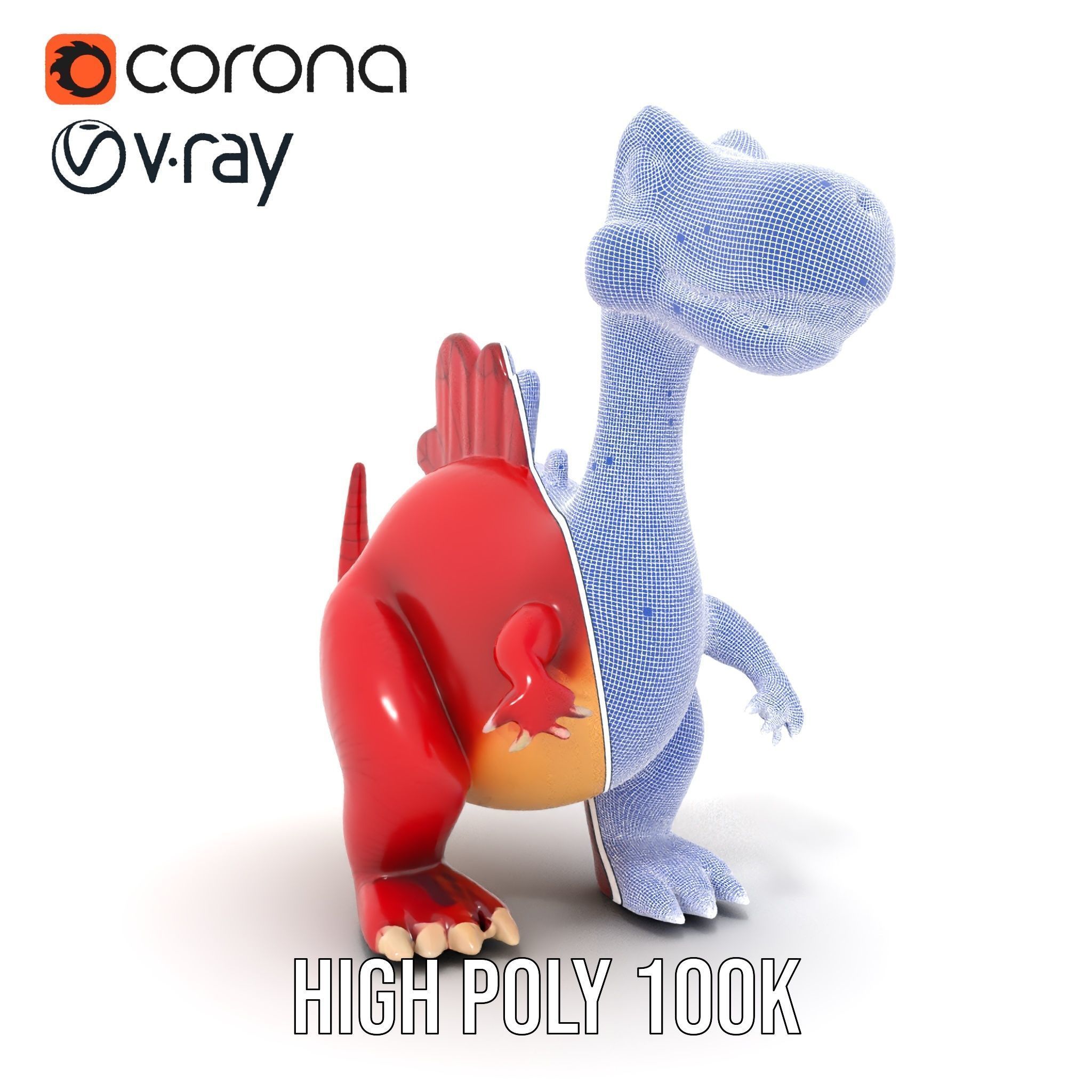 Cute Cartoon Dinosaur Model Pack Low-poly 3D model_33