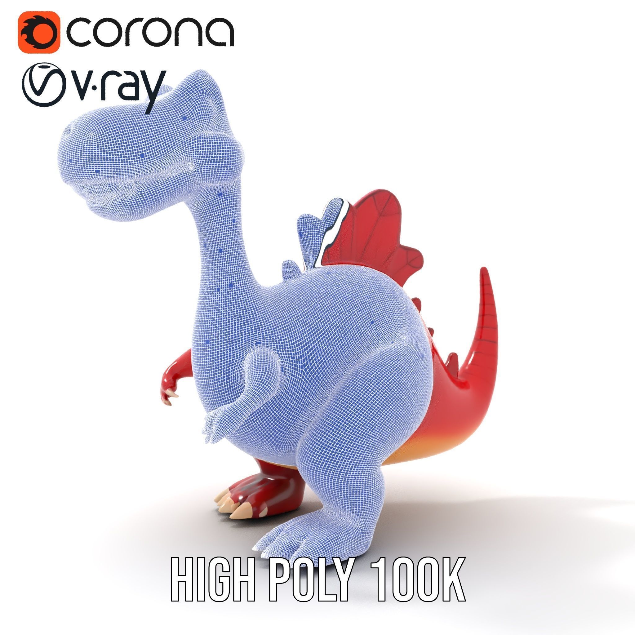 Cute Cartoon Dinosaur Model Pack Low-poly 3D model_32