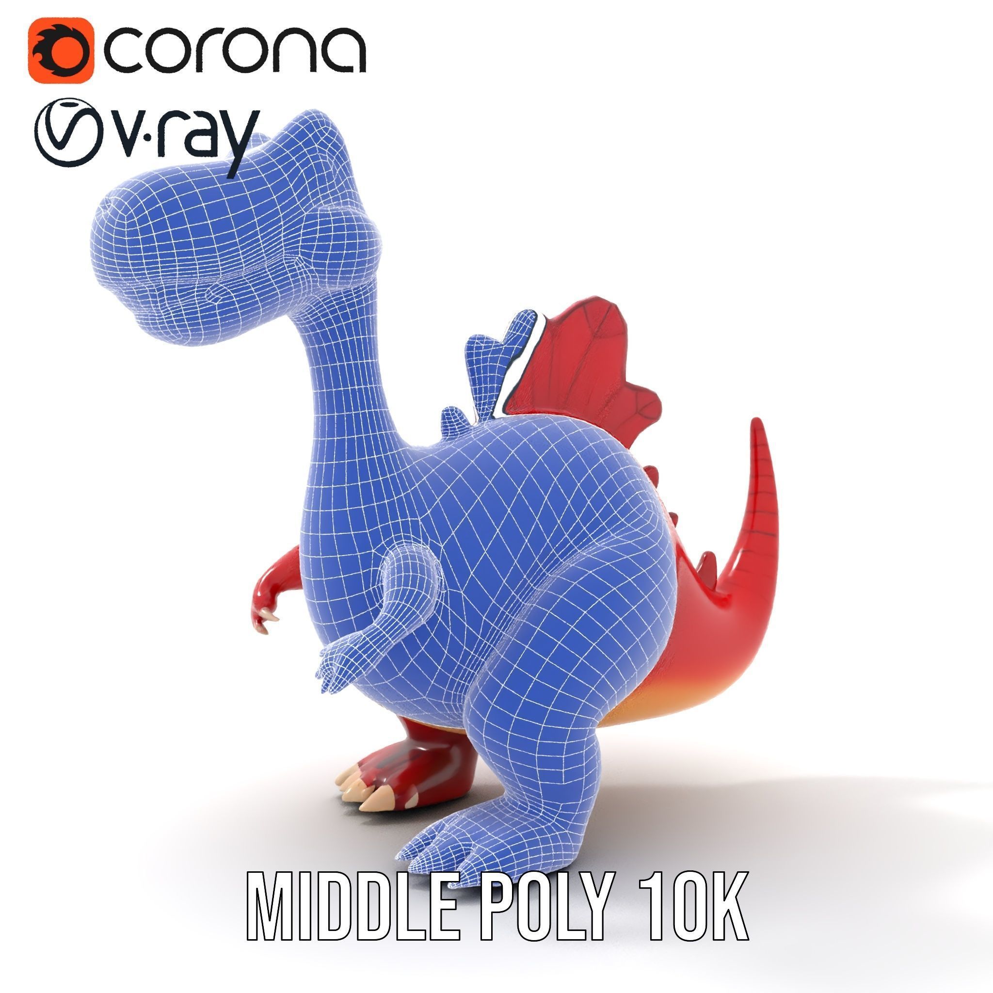 Cute Cartoon Dinosaur Model Pack Low-poly 3D model_30